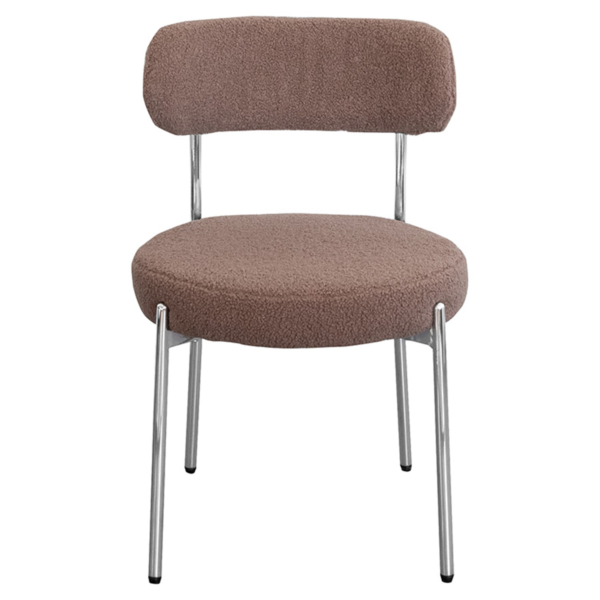 ダイニングチェア 座面高44.5cm ブークレ生地 Anti ( スチール 椅子 チェア デスクチェア リビング 丸 ラウンド 座面 ふわふわ もこもこ モノトーン 可愛い ) 【グレージュ】 グレージュ