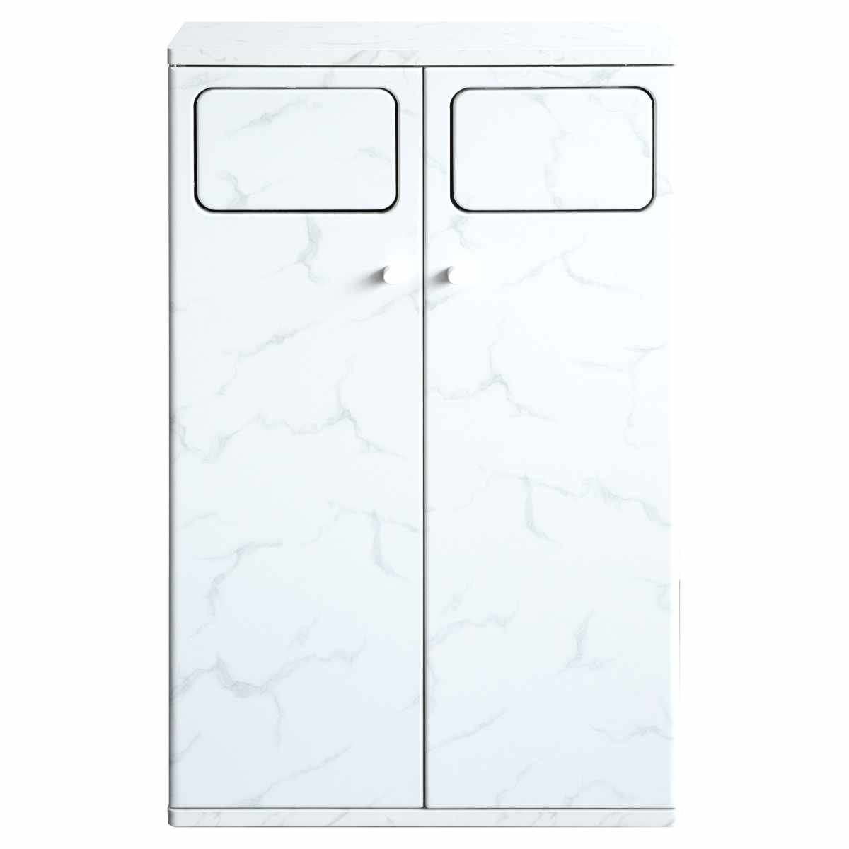 ゴミ箱 90L ダブルプッシュダストボックス Empro ( ごみ箱 エンプロー ダストボックス ごみばこ プッシュ式 45L×2 分別 45l 45L 2個 90L 90リットル 90l 木目 ワンプッシュ おしゃれ シンプル 天板 ) 【大理石×ホワイト】 大理石×ホワイト