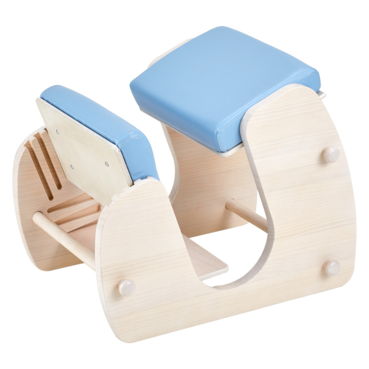 学習チェア 椅子 KEEPY プロポーションチェア ホワイトフレーム ( 学習椅子 チェア 勉強 サポート 姿勢 高さ調節 天然木 木製 ナチュラル 子ども 大人 リビング学習 キッズ テレワーク 在宅 正しい姿勢 集中力アップ 足置き ) 【ブルー】 ブルー