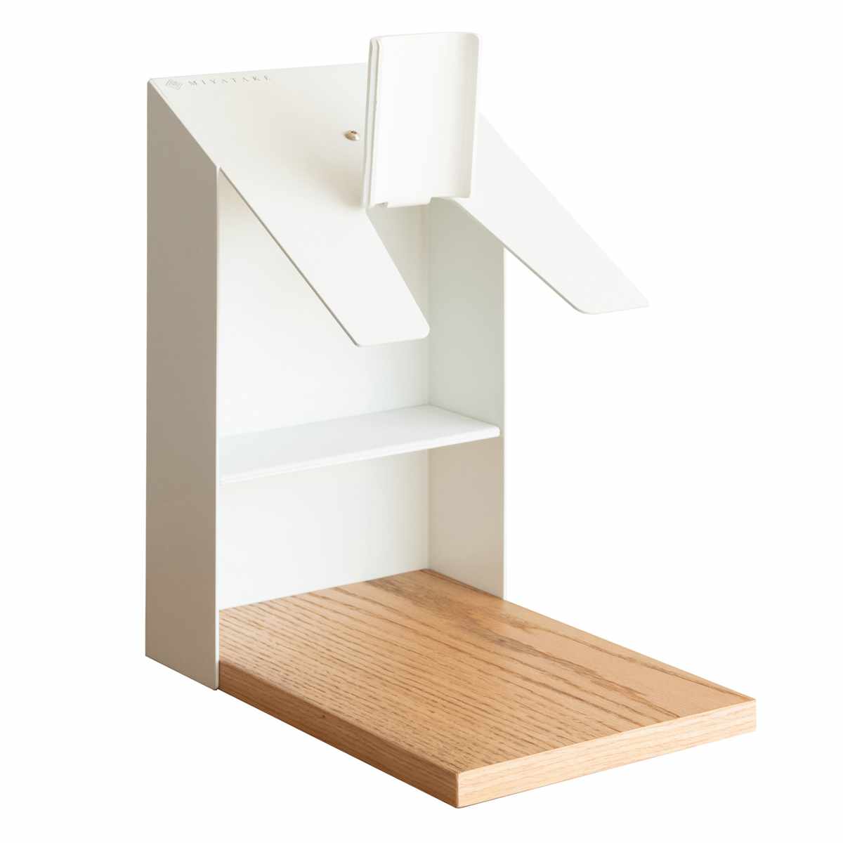 ヘルメットスタンド 幅20cm 棚付 ディスプレイラック GALEA ( ディスプレイ ラック バイク ヘルメット 棚 収納 卓上 スタンド ブラック ホワイト ) 【ホワイト】 ホワイト