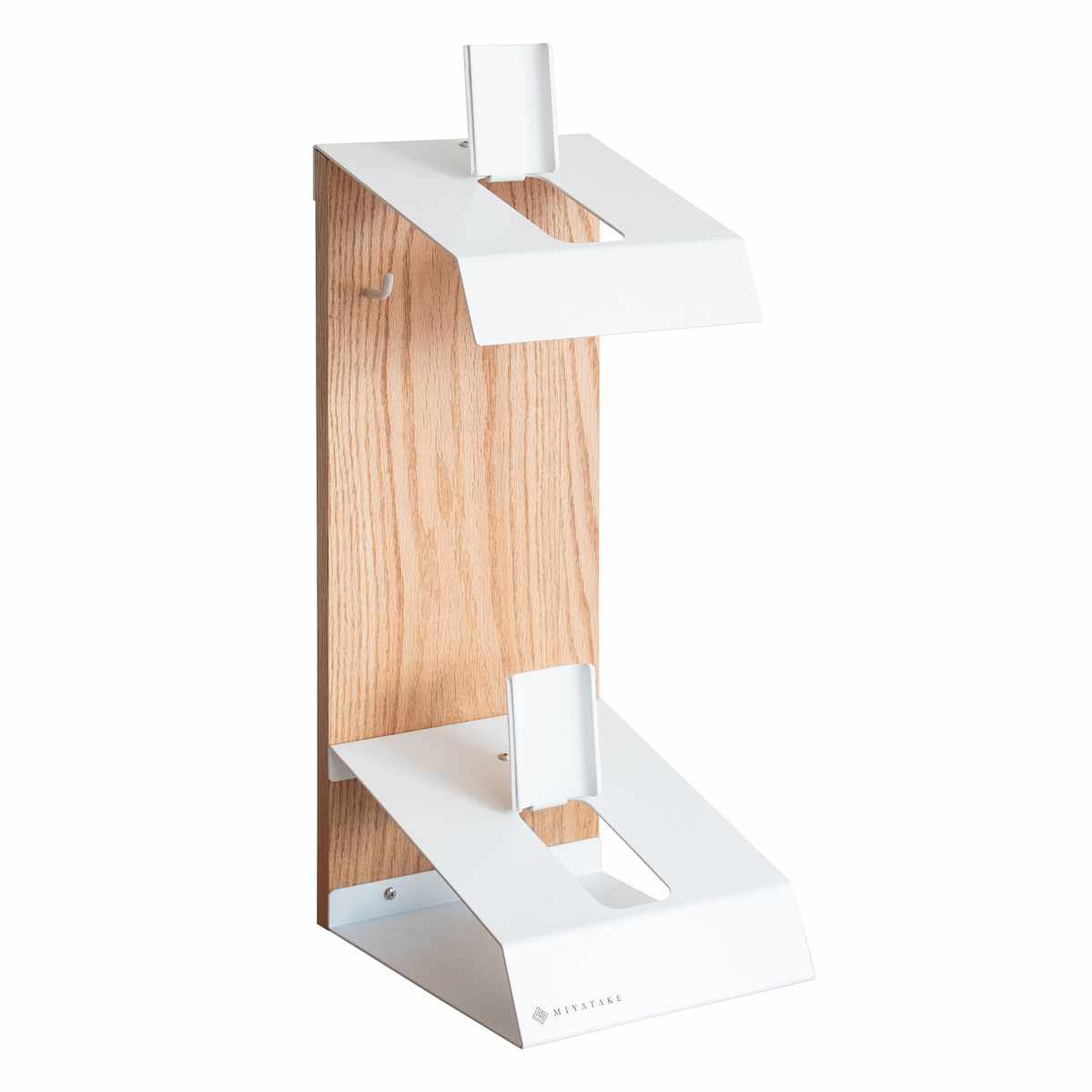 ヘルメットスタンド 幅24cm 2段 ディスプレイラック GALEA ( ディスプレイ ラック バイク ヘルメット 棚 収納 卓上 スタンド ブラック ホワイト ) 【ホワイト×ナチュラル】 ホワイト×ナチュラル