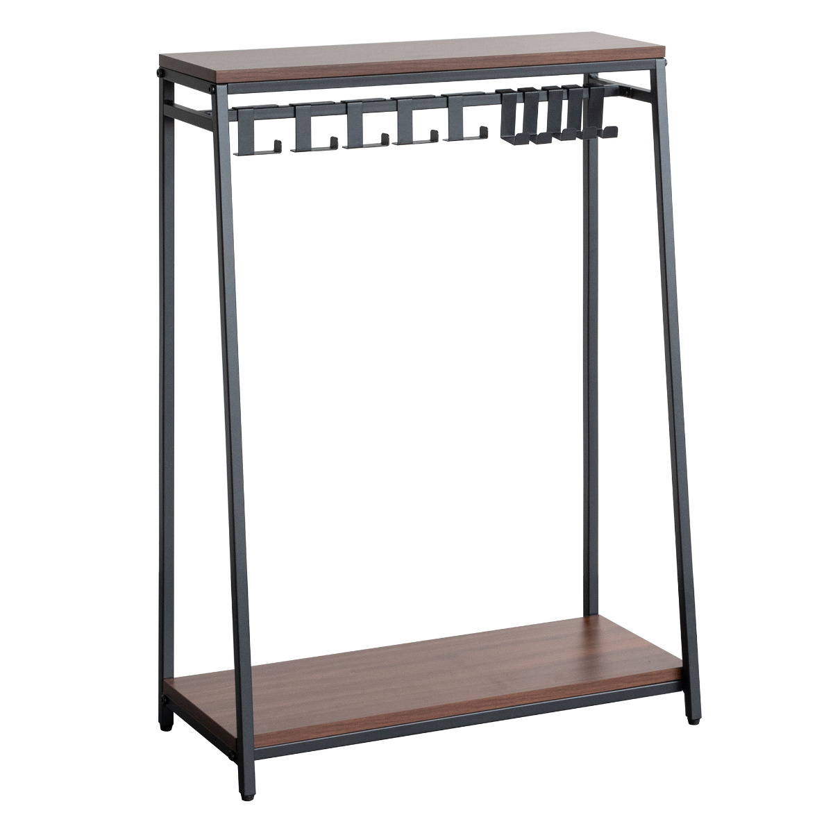 かばん収納 バッグラック Mersa ハンガーラック ( カバン収納 カバン収納ラック ラック 収納 カバン掛け 収納ラック バッグ カバン かばん 吊るす 吊り下げ 鞄 スリム コンパクト 省スペース 2段棚 マルチラック ) 【ダークブラウン】 ダークブラウン