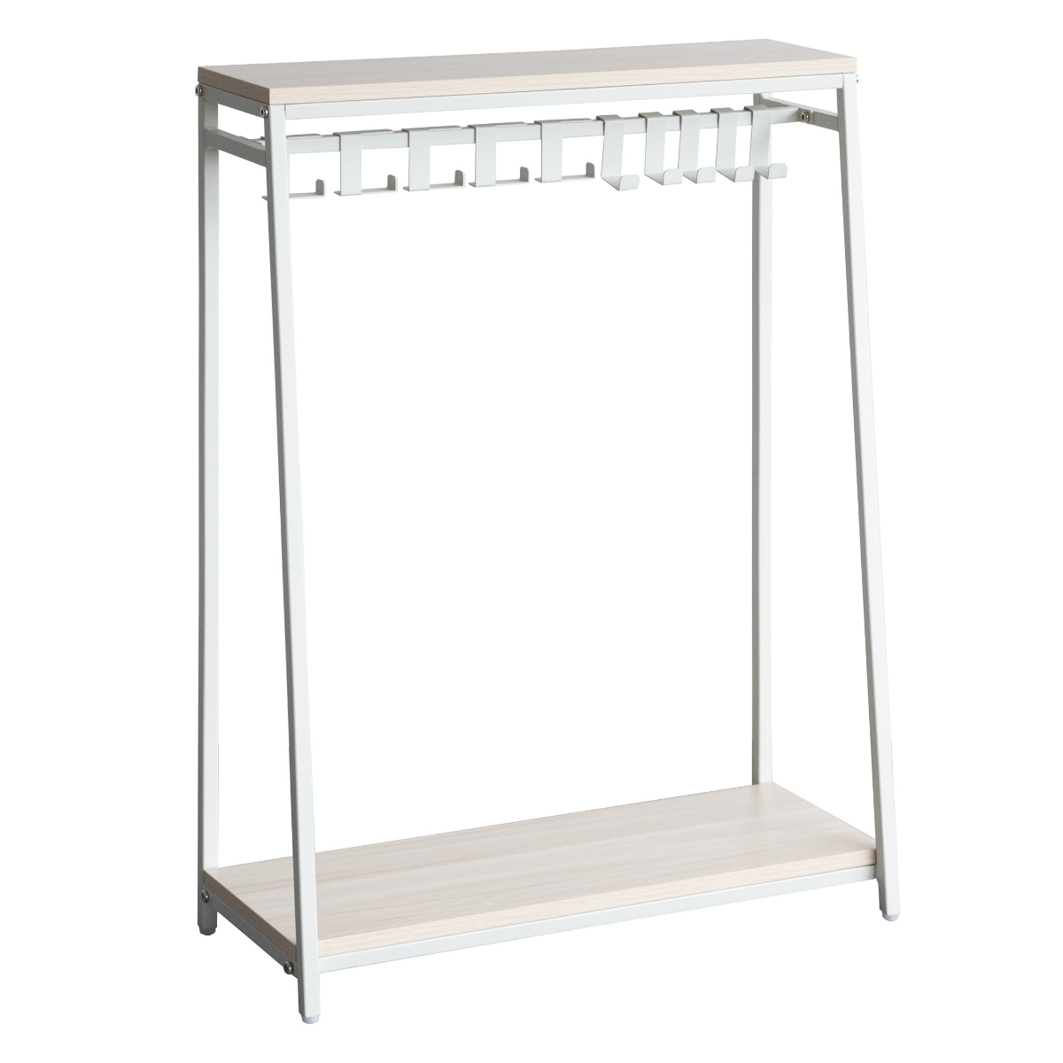 かばん収納 バッグラック Mersa ハンガーラック ( カバン収納 カバン収納ラック ラック 収納 カバン掛け 収納ラック バッグ カバン かばん 吊るす 吊り下げ 鞄 スリム コンパクト 省スペース 2段棚 マルチラック ) 【ホワイト】 ホワイト