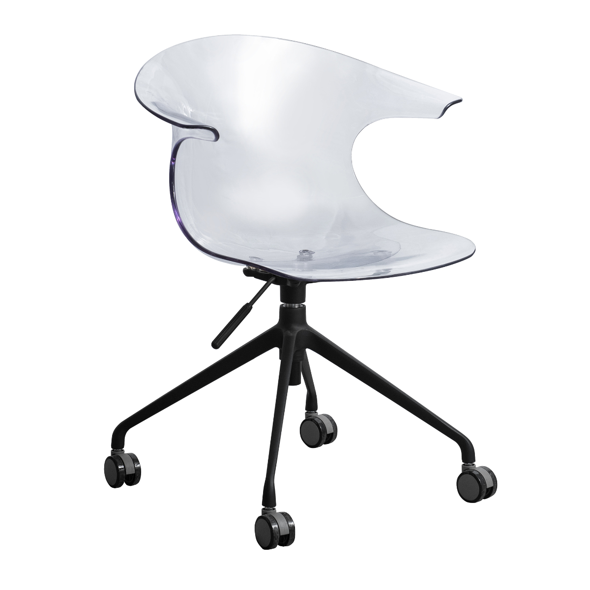 デスクチェア 座面高44.5~49.5cm 高さ調節 回転 Tois ( ワークチェア パソコンチェア キャスター付き 肘掛け 座面 広い ポリカーボネート 丈夫 学習椅子 勉強椅子 イス オフィス 仕事 ) 【クリア】 クリア