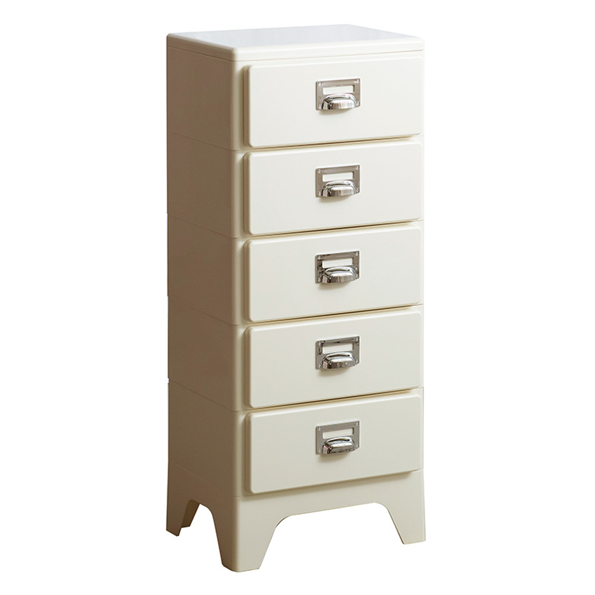 チェスト 5段 多段チェスト Cran 幅39.5×奥行31×高さ96.5cm プラスチック 完成品 ( 収納 収納ケース 収納チェスト スリム タンス 引き出し プラスチックチェスト 衣装収納 衣類収納 リビング レトロ かわいい 可愛い ) 【クリーム】 クリーム
