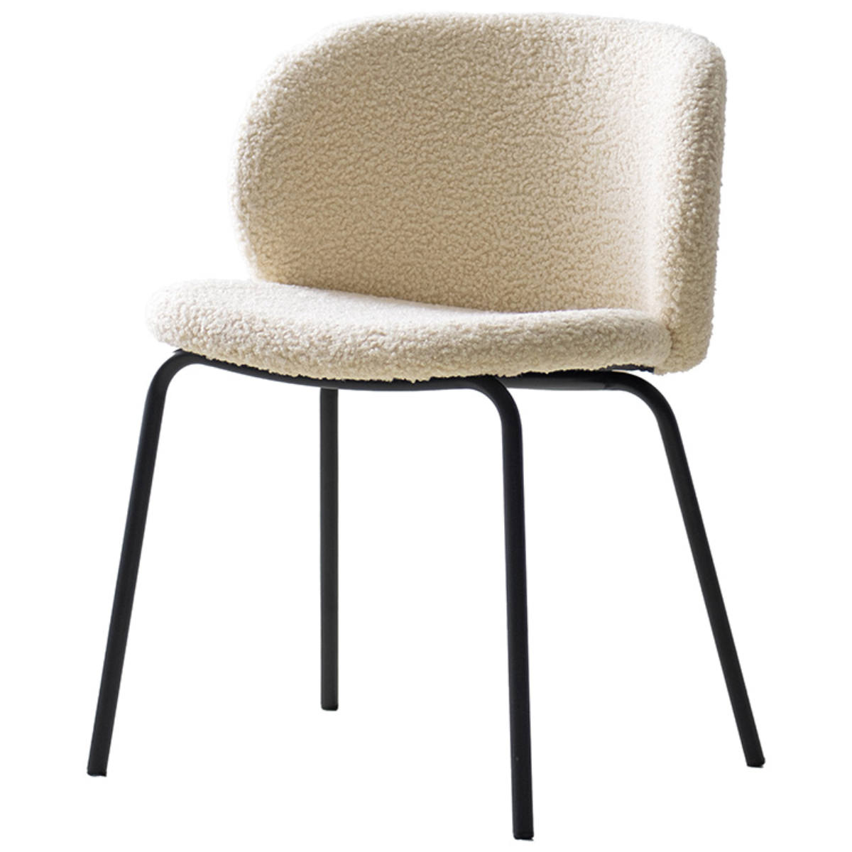 ダイニングチェア 座面高46cm 2脚セット Kerin ブークレ生地 Signature Studio ( チェア ダイニング イス 椅子 天然木 食卓椅子 肘なし アームレス ウレタン いす 食卓 リビング リビングチェア ファブリック クッション座面 ) 【ホワイト】 ホワイト