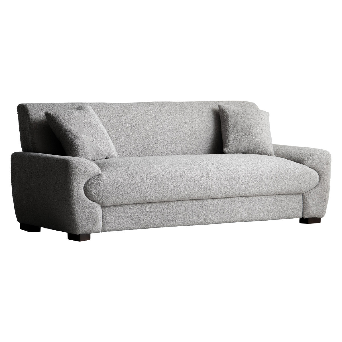 ソファ 幅198cm 3人掛け Meissa Signature Studio ( 開梱設置 リビングソファ sofa ブークレ コーデュロイ ウレタン ポケットコイル 座面 広い 完成品 クッション付き 木脚 天然木 ダイニングソファ ソファー ファブリック ) 【ブークレグレー】 ブークレグレー