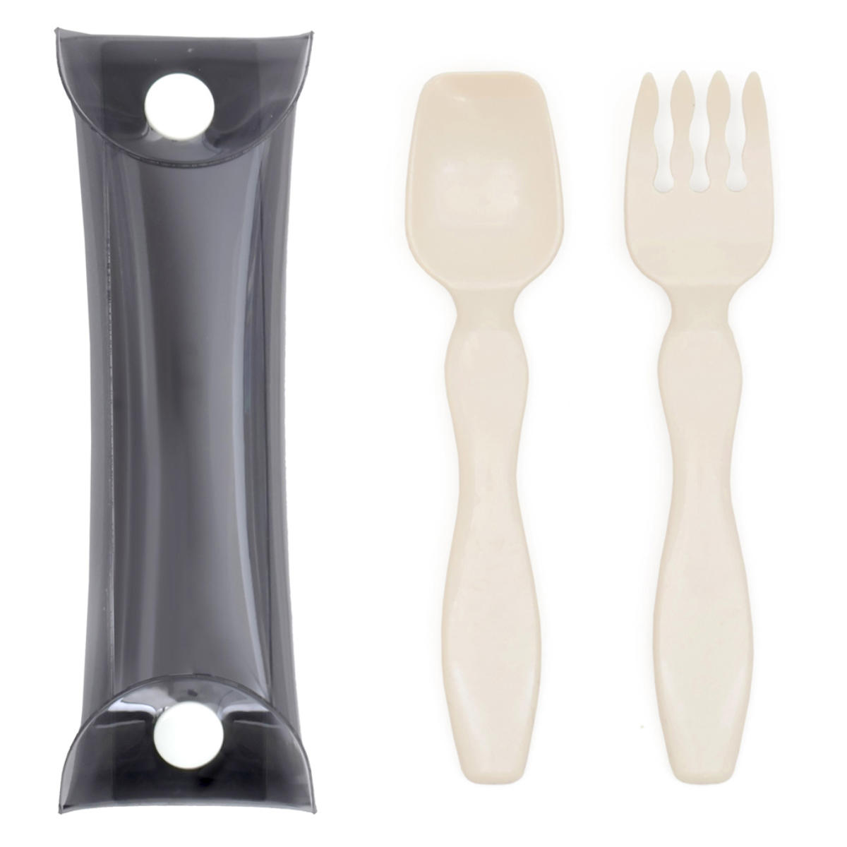 カトラリーセット GEL-COOL コンパクト スプーンフォークセット ( スプーン フォーク セット プラスチック製 袋付き お弁当用 携帯用カトラリー 日本製 弁当用 弁当 お弁当 収納袋付き 携帯 持ち運び レジャー キャンプ ) 【グレー】 グレー