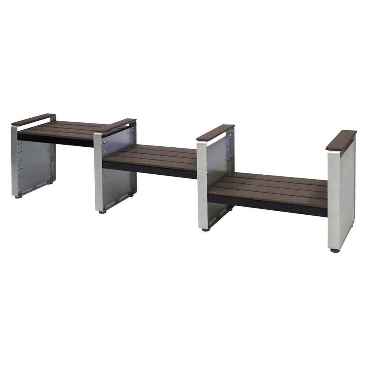 ベンチ 幅188cm ステップベンチ 屋外 業務用 ( 法人限定 屋外ベンチ 座面高 6段階調節 連結 屋内外 再生 樹脂製 長椅子 イス 背もたれ無し 組立 屋内 座面高41.7cm~15.2cm おしゃれ プラスチック )