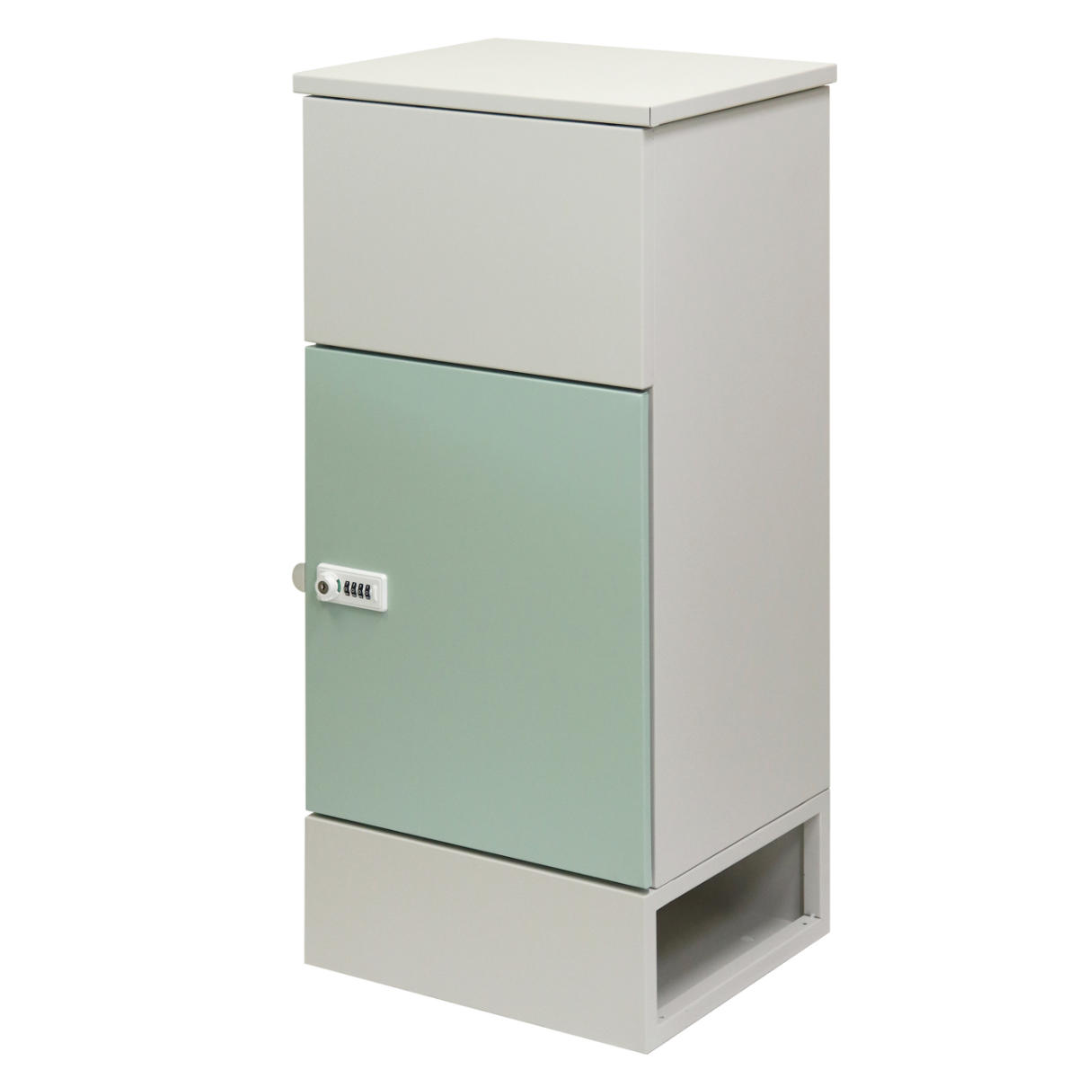 宅配ボックス Gaio ガイオ ( 複数投函 上から投函 衝撃吸収クッション付き ダイヤルロック 置き配 配達 宅配 ボックス ポスト一体型 台座付き ポスト 宅配ポスト 大容量 玄関 置き配用ボックス 可愛い ) 【セージグリーン】 セージグリーン