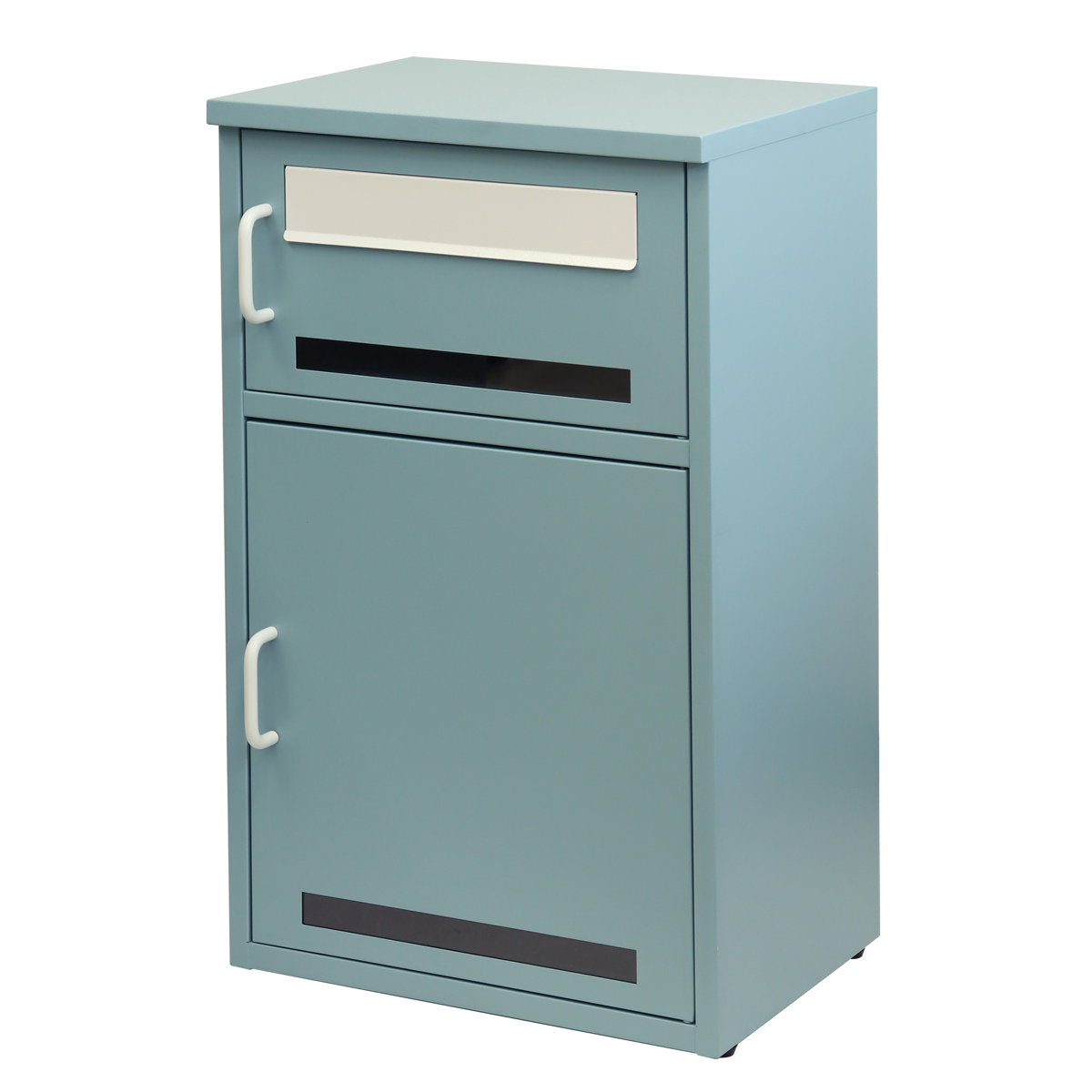 宅配ボックス 郵便ポスト 宅配ボックス付ポスト Loretta ロレッタ ( ポスト 宅配 ボックス 宅配ポスト 一戸建て用 スタンドポスト ポスト一体型 据え置き 置き配用ボックス 郵便 郵便受け 宅配BOX 2段式 プッシュキー 鍵付き ) 【アザーブルー】 アザーブルー