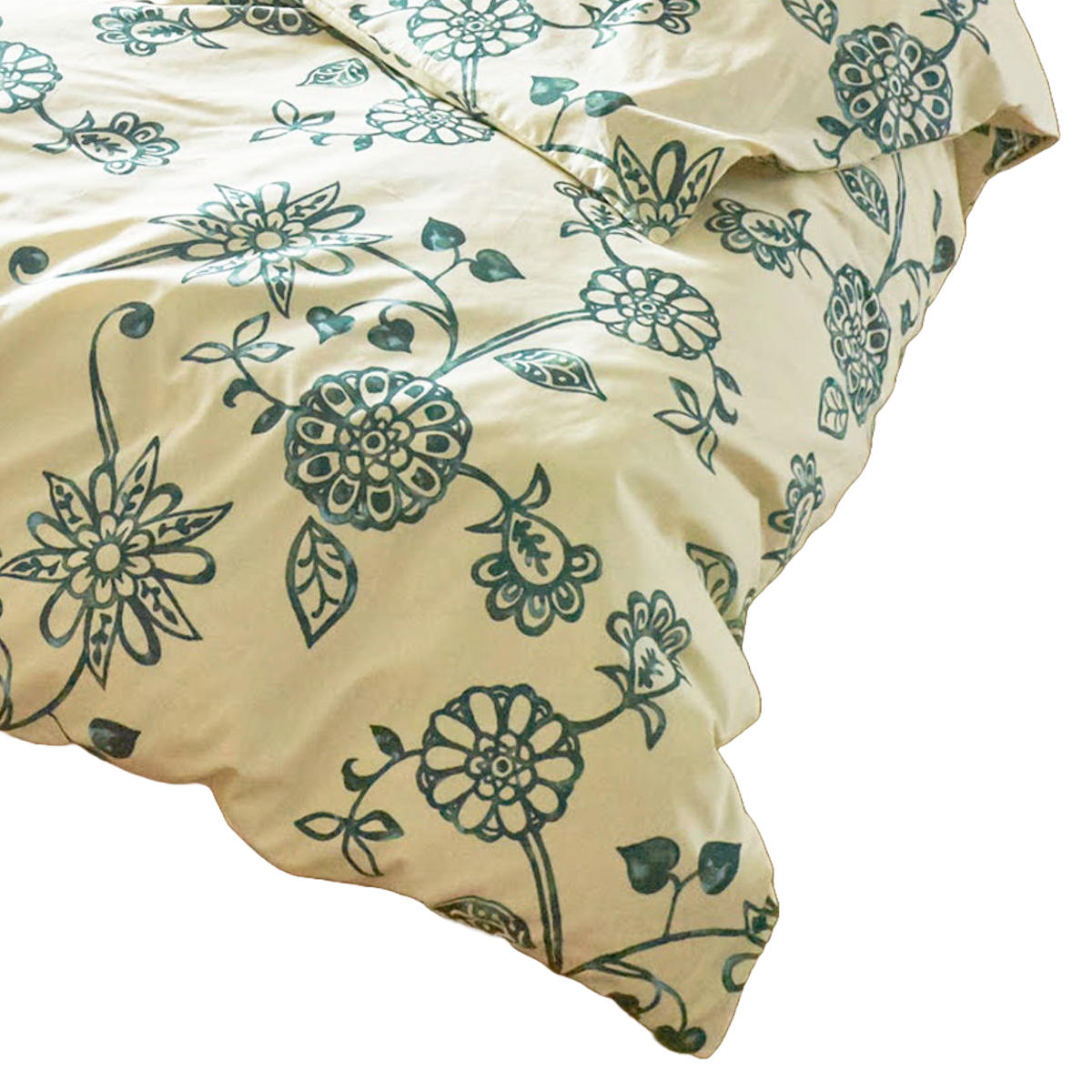 掛け布団カバー Fab the Home シングル エイジア 花柄 綿100% ( 布団カバー かけ布団カバー 掛けふとんカバー ファブザホーム コットン 綿 フラワー モノトーン ひも付き サイドファスナー ) 【ヴェルデ】 ヴェルデ