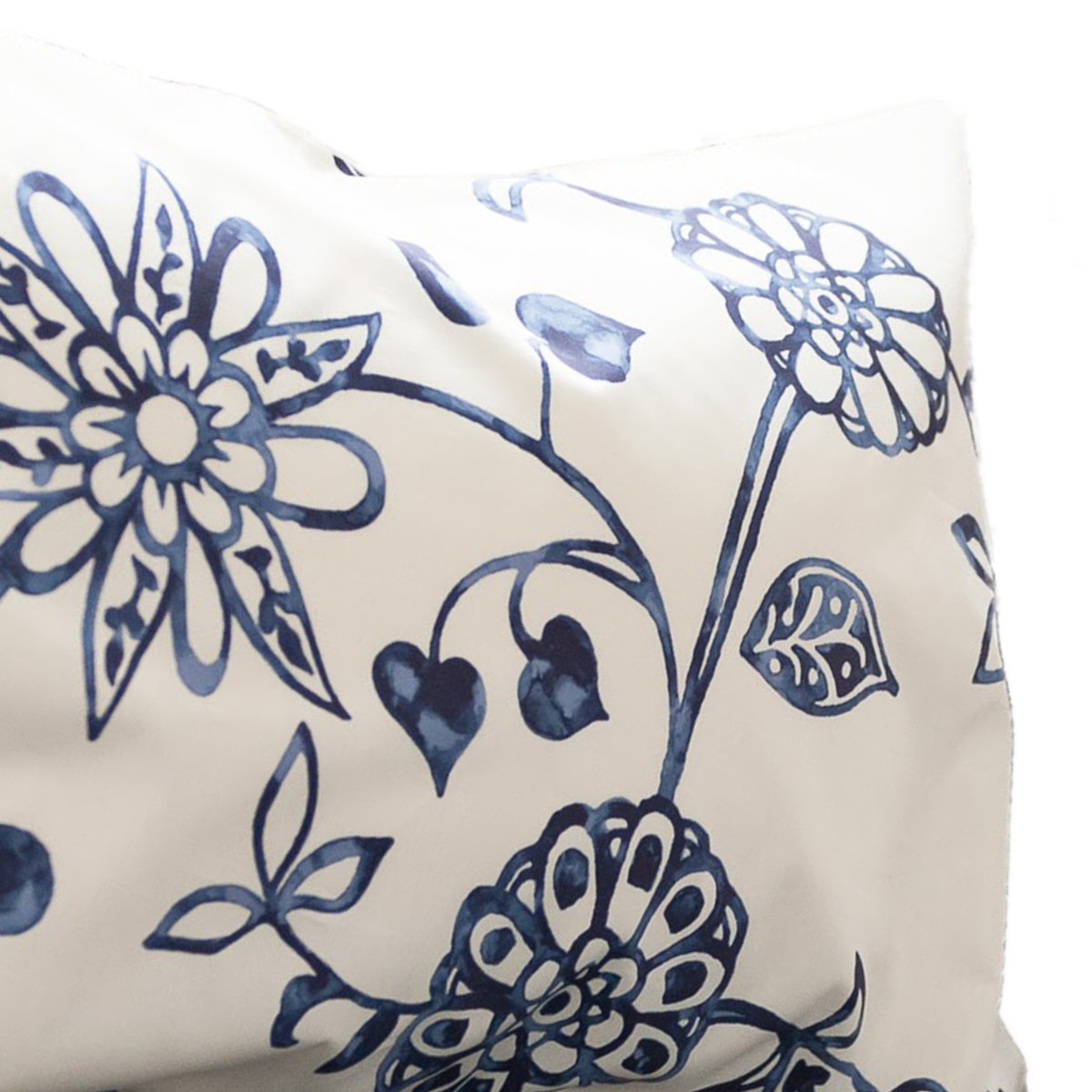 枕カバー Fab the Home 43×63cm用 エイジア 花柄 綿100% ( ピローカバー ピローケース まくらカバー ファブザホーム コットン 綿 フラワー モノトーン 丈夫 合わせ式 ) 【ネイビー】 ネイビー