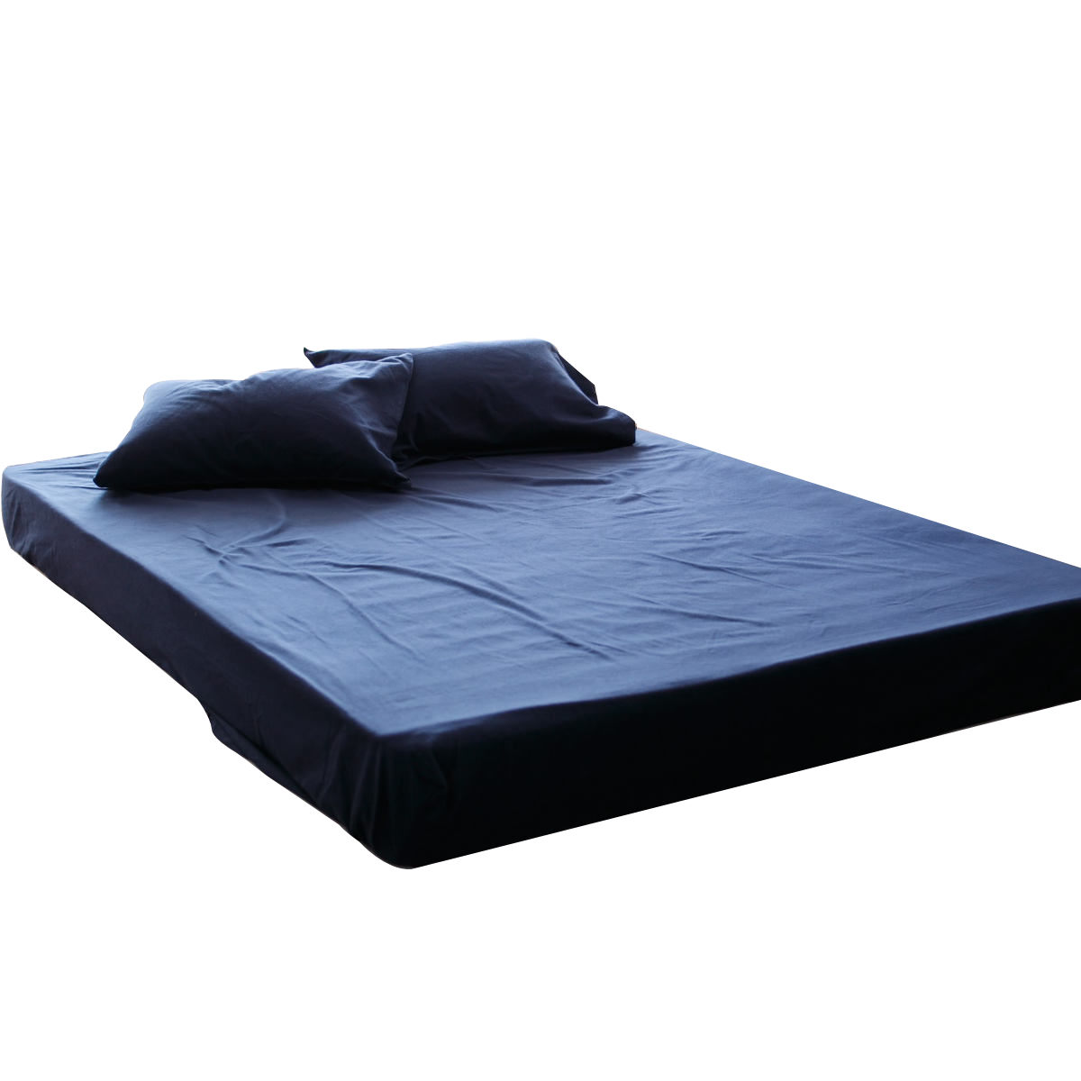 ボックスシーツ Fab the Home ダブル コットンフランネル 綿100% ( ファブザホーム マットレスカバー ベッドカバー ベッドシーツ 寝具 起毛素材 綿 継ぎ目なし ゴム入り ズレ防止 マチ30cm 天然繊維 ) 【ネイビー】 ネイビー