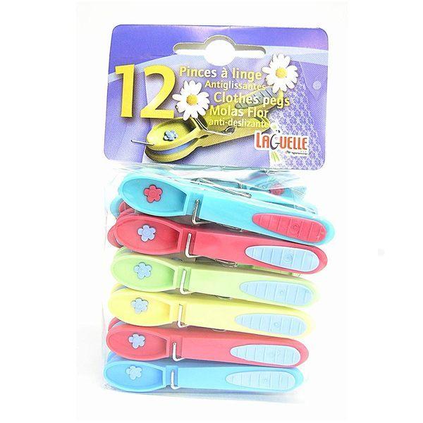 洗濯ピンチ 洗濯バサミ Laguelle 花柄ピンチ 5色アソート 12個入 ( クリップ 洗濯ばさみ 衣類用ピンチ 洗濯用品 花 フラワー あとがつかない 下着 靴下 ランドリーグッズ 12個 キッチン デスク )