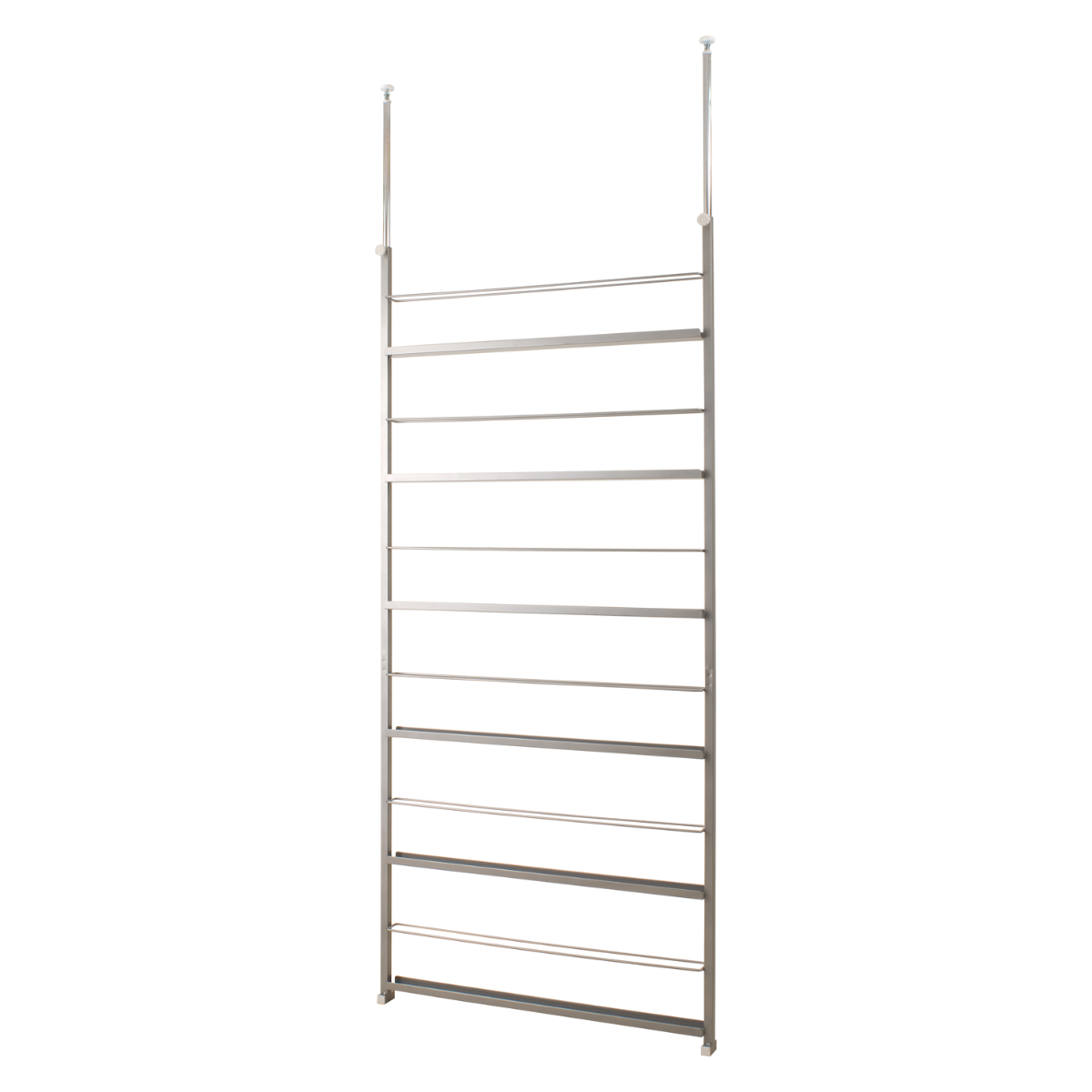 ラダーラック 突っ張りディスプレイ 幅90cm ( 突っ張り つっぱり ラック パーテーション マガジンラック 間仕切り スチール 日本製 幅40 突っ張りディスプレイパーテーション パーティション 壁面収納 本棚 薄型 ) 【シルバー】 シルバー