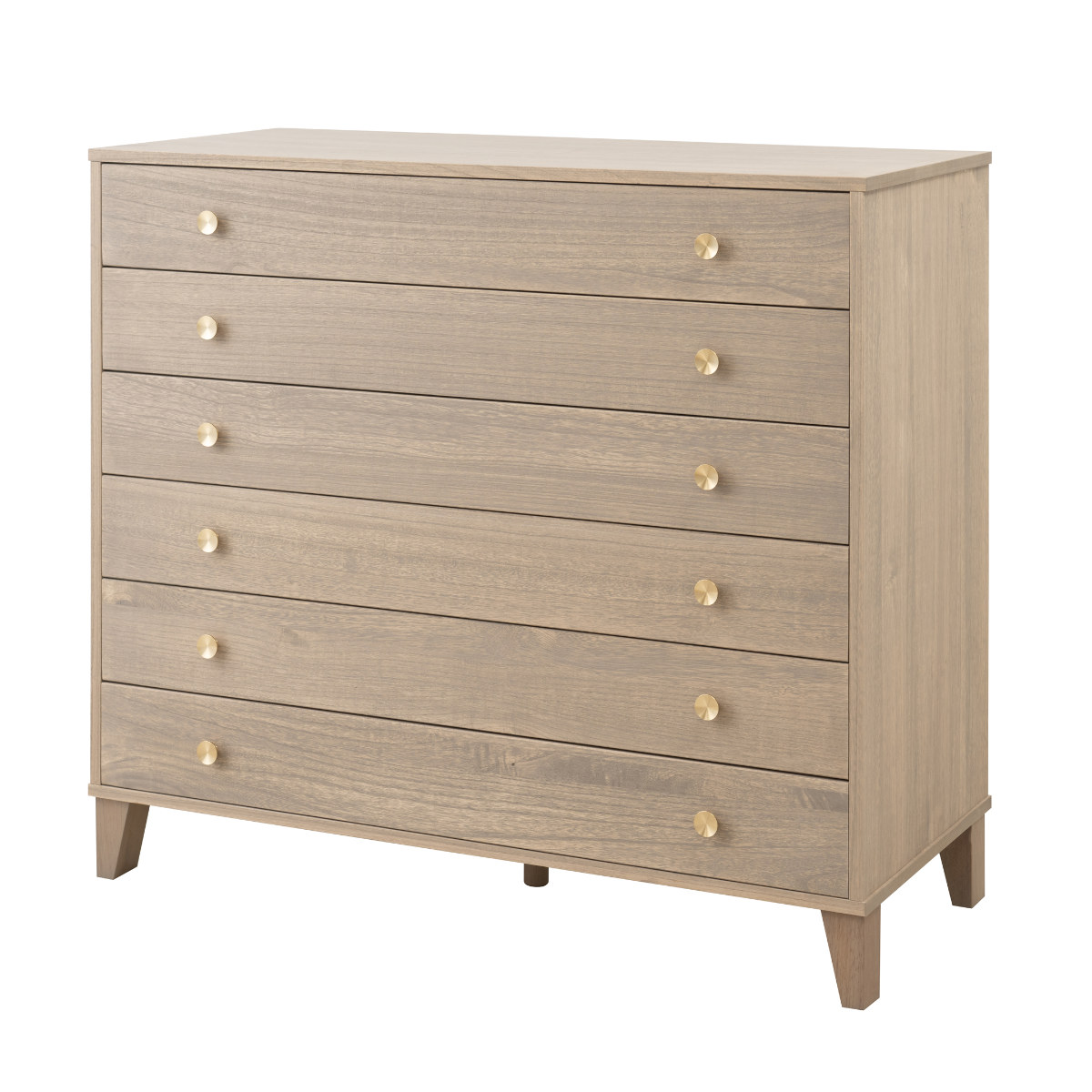 桐 脚付き洋風チェスト 幅100cm 6段 真鍮取っ手 積み重ね 日本製 ( チェスト 脚付 洋風 天然木 防虫 調湿 完成品 着物収納 桐たんす たとう紙 総桐 六杯 真鍮 ナチュラル ブラウン グレー ) 【グレー】 グレー