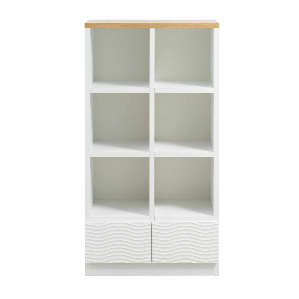 オープンラック 幅71cm ウェーブ模様 引出し2杯 日本製 完成品 ( wave ラック 本棚 棚 収納 飾り棚 ディスプレイ シェルフ 引出し ホワイト シンプル 2杯 )