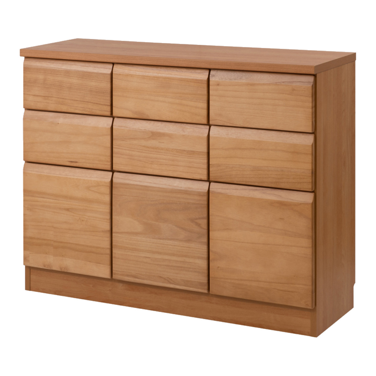 桐 キャビネット 幅107.5cm 引出しタイプ 日本製 完成品 ( 棚 ラック 扉 収納 天然木前板 4杯 引出し A4対応 リビング収納 ルーター収納 配線穴 ホワイトウォッシュ ライトブラウン ) 【ライトブラウン】 ライトブラウン