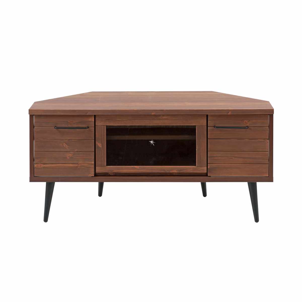 テレビ台 コーナータイプ 幅120cm 日本製 完成品 ( TV台 テレビボード AVボード 天然木前板 コーナー テレビラック 収納 可動棚 家具 ナチュラル ブラウン ホワイトウッド ) 【ブラウン】 ブラウン