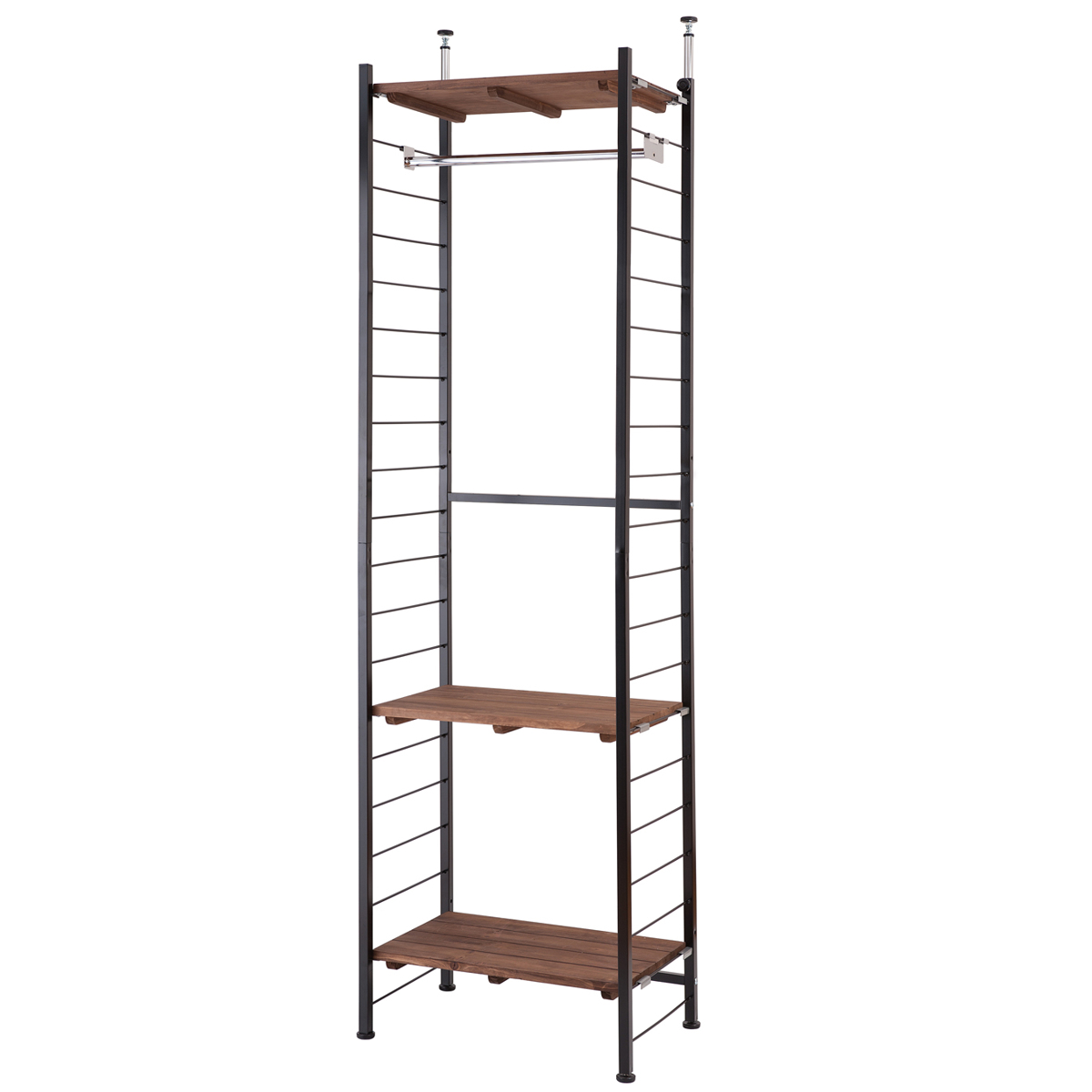 突っ張り 壁面収納 幅60×奥行40cm ハンガータイプ ( ラック 壁面 収納 突っ張りラック 突っ張りハンガーラック ウォールラック 小物掛け すき間 壁面ラック 衣類収納 洋服掛け コートハンガー パイプハンガー 棚板付 )