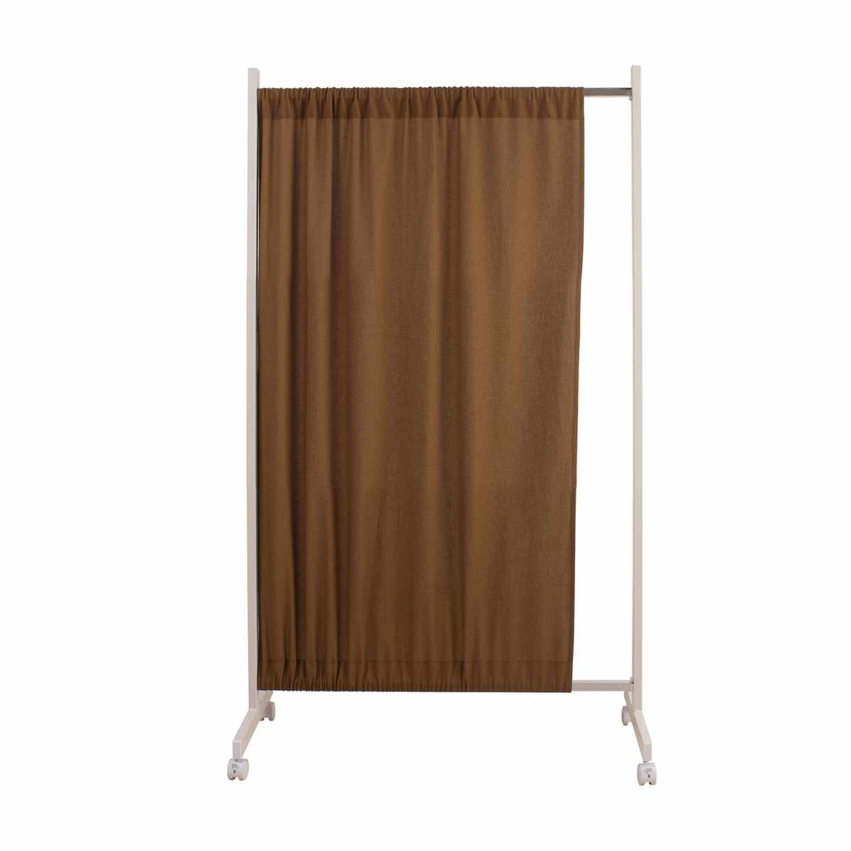 間仕切りカーテンパーテーション 幅64.5cm 高さ144.5cm ( パーテーション 間仕切り カーテン 衝立 目隠し キャスター 移動 自立 伸縮 仕切り ハンガー掛け パーティション 自立式 オフィス 事務所 会社 商談 スペース ) 【ブラウン】 ブラウン