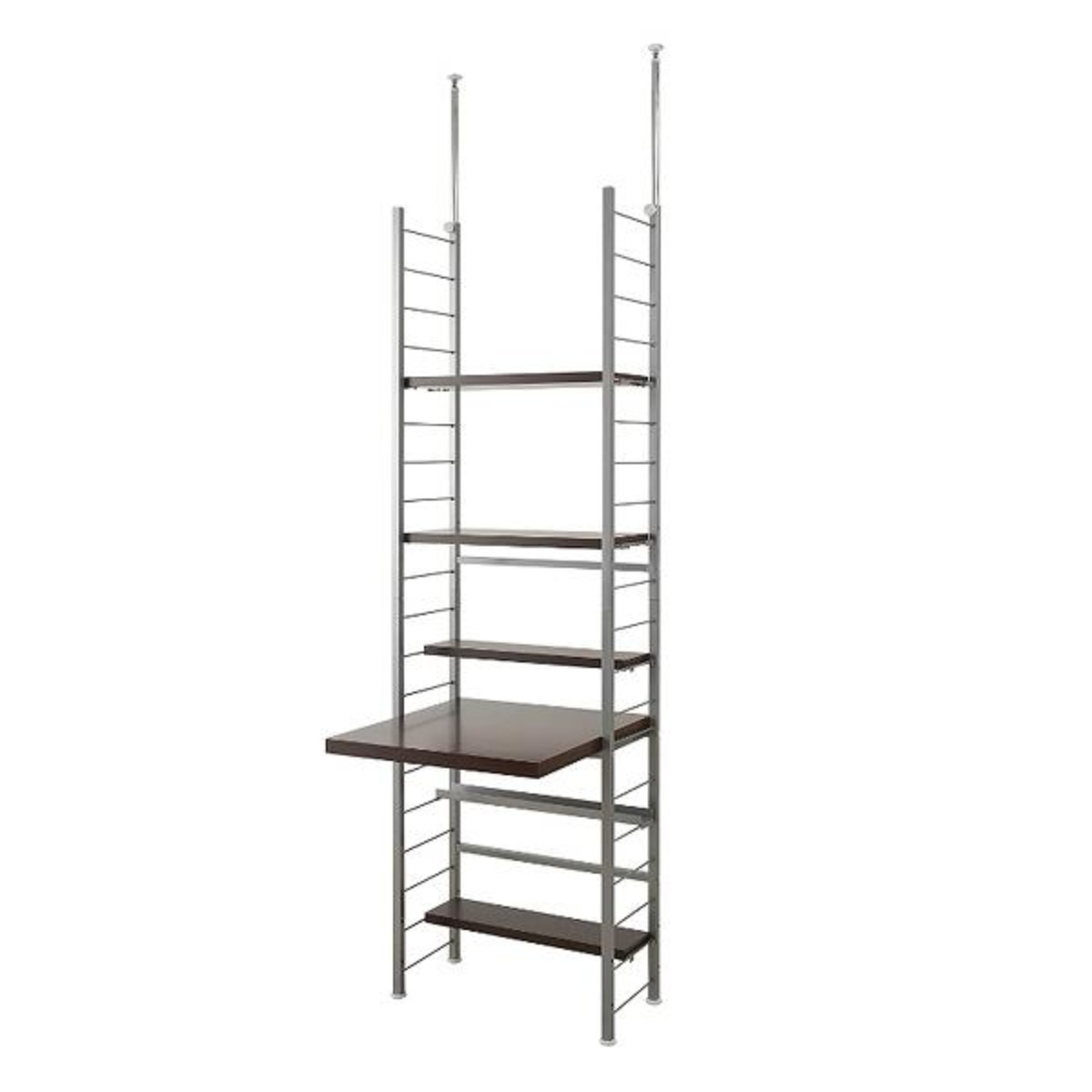 突っ張りスリムデスク 幅61cm ( 突っ張り デスク 机 パソコンデスク 収納 壁面 壁面収納 ワークデスク 学習デスク 学習机 つっぱり式 高さ調節 シンプル ) 【ダークブラウン】 ダークブラウン