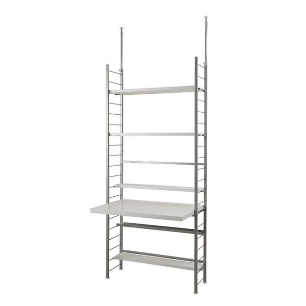 突っ張りスリムデスク 幅91cm ( 突っ張り デスク 机 パソコンデスク 収納 壁面 壁面収納 ワークデスク 学習デスク 学習机 つっぱり式 高さ調節 シンプル ) 【ホワイト】 ホワイト