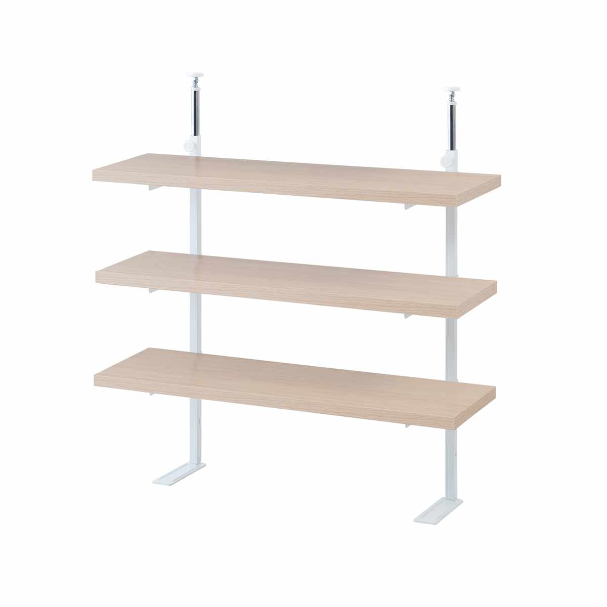 突っ張り カウンター下ラック 幅89.5cm 棚板3枚付 無段階調整 日本製 ( ラック 棚 カウンター下 収納 ディスプレイラック つっぱり 薄型 壁面ラック 収納ラック キッチンカウンター キッチン収納 ロータイプ 食器棚 飾り棚 3段 ) 【マリンナチュラル】 マリンナチュラル