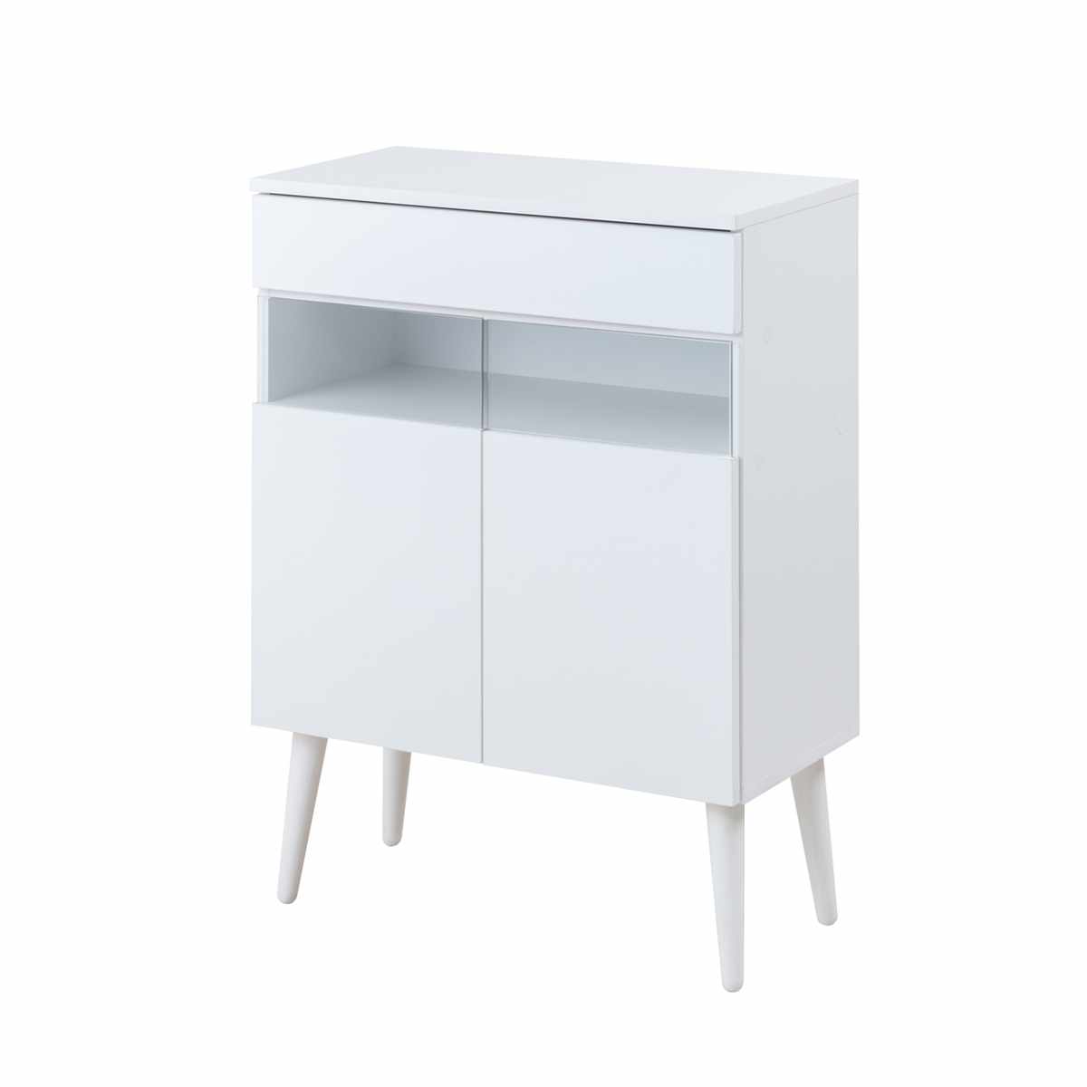 ルーター収納 幅60cm ファックス台 ホワイトリビング ( 棚 ラック 収納 ルーター モデム収納 家具 ディスプレイ 引き出し ケーブル収納 可動棚 モデム サイドボード サイドキャビネット シェルフ ホワイト )