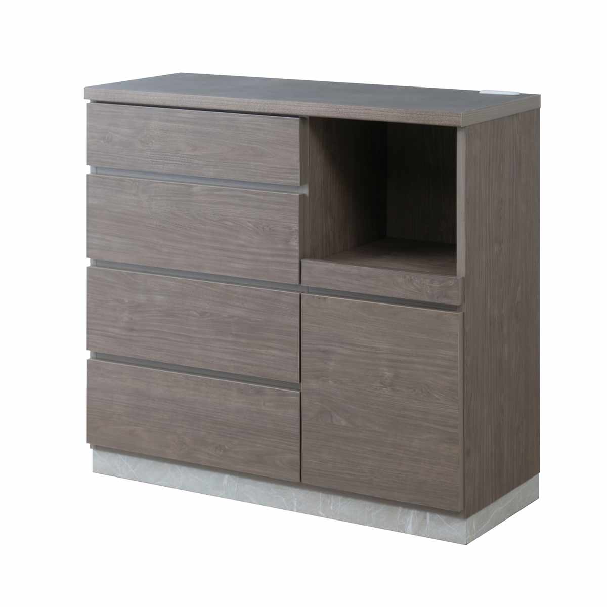 キッチンカウンター 幅100cm スライド棚 2口コンセント 背面化粧 日本製 完成品 ( カウンター キッチン 収納 スライドレール 間仕切り 引き出し 4杯 コンセント付 ナチュラル グレージュ シンプル ) 【グレージュ】 グレージュ