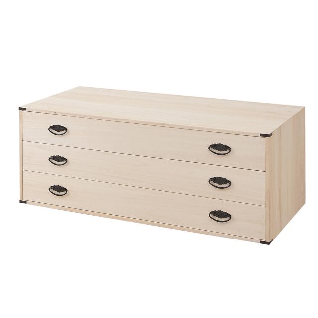 桐タンス 幅99.5cm 3段 上置き兼用 桐収納 衣装箱 引出し 日本製 完成品 ( 桐箪笥 収納 桐チェスト 国産 桐箱 三杯 桐 たんす タンス 箪笥 積み重ね 桐衣装箱 着物収納 衣類収納 チェスト 天然木 )