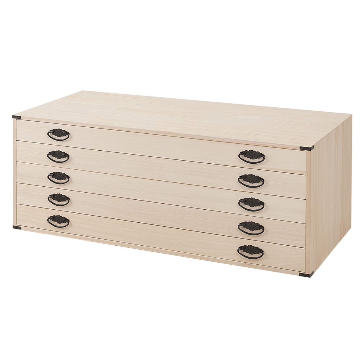 桐タンス 幅99.5cm 5段 上置き兼用 桐収納 衣装箱 引出し 浅型 日本製 完成品 ( 桐箪笥 収納 桐チェスト 国産 桐箱 五杯 桐 たんす タンス 箪笥 積み重ね 桐衣装箱 着物収納 衣類収納 チェスト 天然木 )