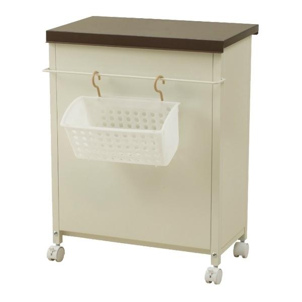 ベランダボックス 奥行31.5cm 小物収納カゴ付 キャスター付 ( ベランダ 収納 ランドリー収納 収納庫 小型 ストッカー ランドリー ボックス 奥行スリム カゴ付 イエロー ブラウン 室内 屋外 ) 【ブラウン】 ブラウン