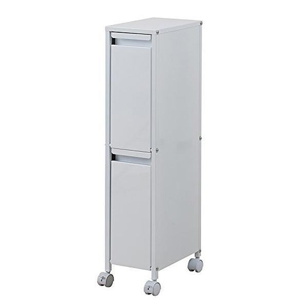 分別ゴミ箱 幅21cm 9リットル2分別 スチール製 ダストボックス キャスター付 ( 分別 ごみ箱 キッチン 資源ごみ すき間 収納 ホワイト 資源ゴミ ゴミ箱 ダストBOX スリム アジャスター付 )