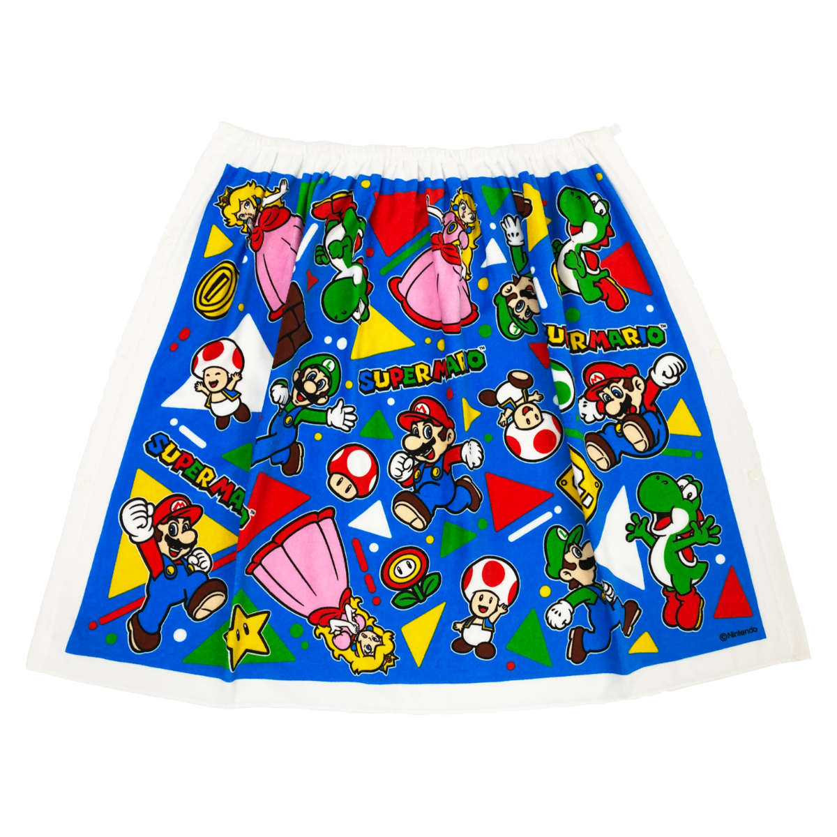 巻きタオル マキタオル キャラクター 80×110cm ( タオル プール ラップタオル キッズ 綿100 マリオ ドンキー クッパ ダダサバイバー ピクミン エンジェルブルー サンリオ ポケモン お菓子などうぶつ工房 ドクターサム ピングー ) 【スーパーマリオ総柄】 スーパーマリオ総柄