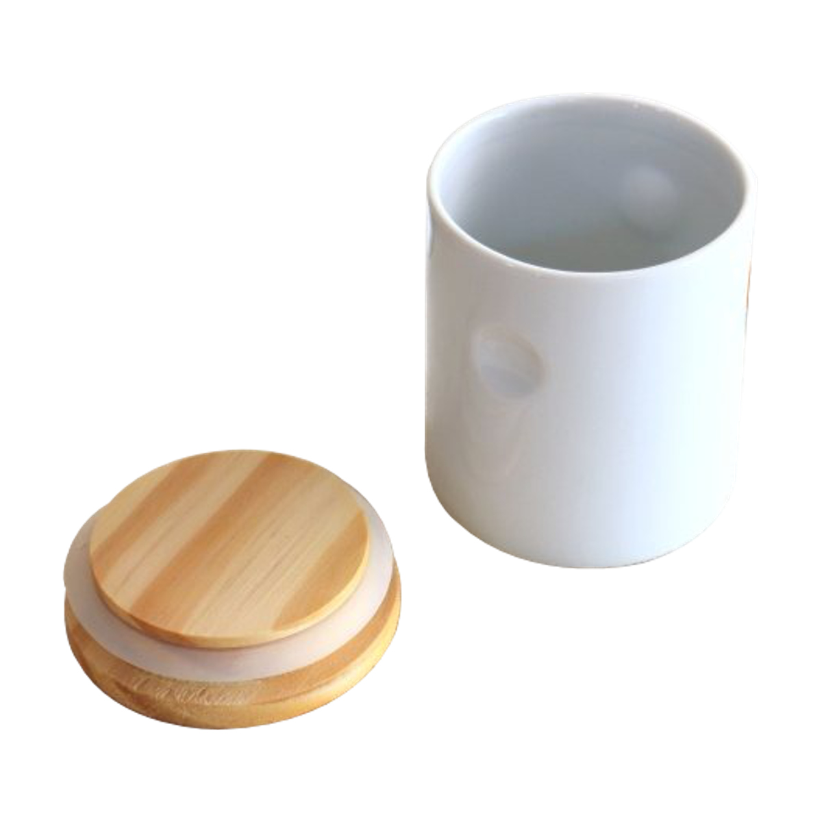 保存容器 陶器製 キャニスター 500ml ( 調味料入れ 密閉 密閉保存容器 陶器 密閉容器 調味料容器 木蓋 天然木 パッキン 食品保存 木製蓋 フタ 砂糖 塩 コーヒー 小物入れ スタッキング 積み重ね )