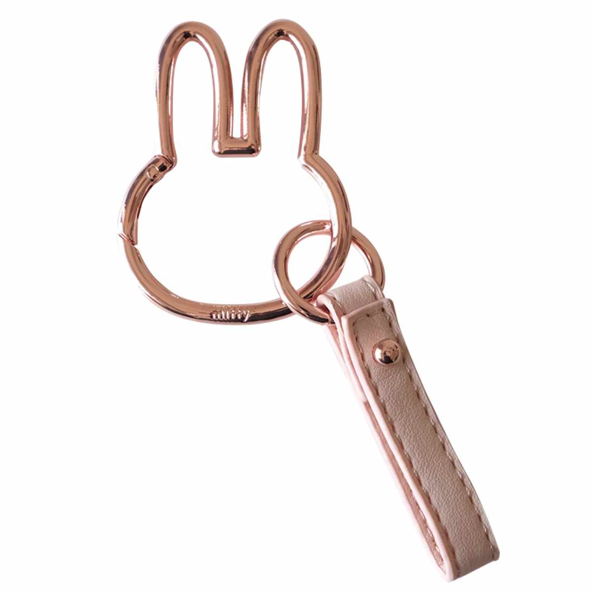 キーホルダー ミッフィー カラビナ スマートキーホルダー キーケース ( miffy キーリング バッグチャーム カギ 紛失防止 キャラクター かわいい 車 家 自転車 キー 定期 パスケース カラビナ付き 持ち運び 収納 吊下げ 便利 車用品 ) 【ピンクゴールド】 ピンクゴールド