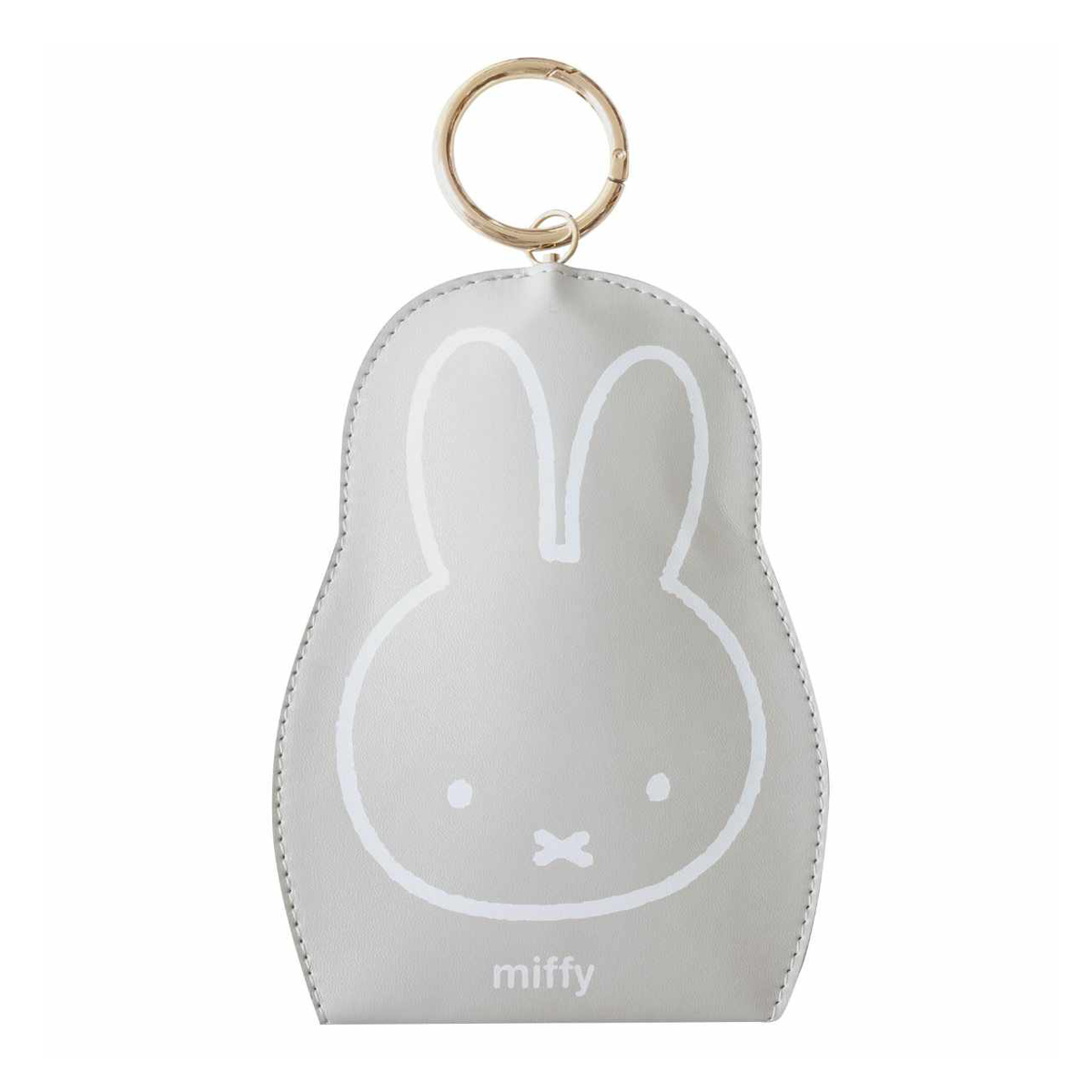 スマートキークロッシュ ミッフィー キーホルダー 小物収納 ( miffy ポーチ リール付き 伸びる スマートキー キーリング ホルダー 鍵 紛失防止 収納 車 カギ キー 持ち運び バッグチャーム ストラップ かわいい 通勤 通学 ) 【グレー】 グレー