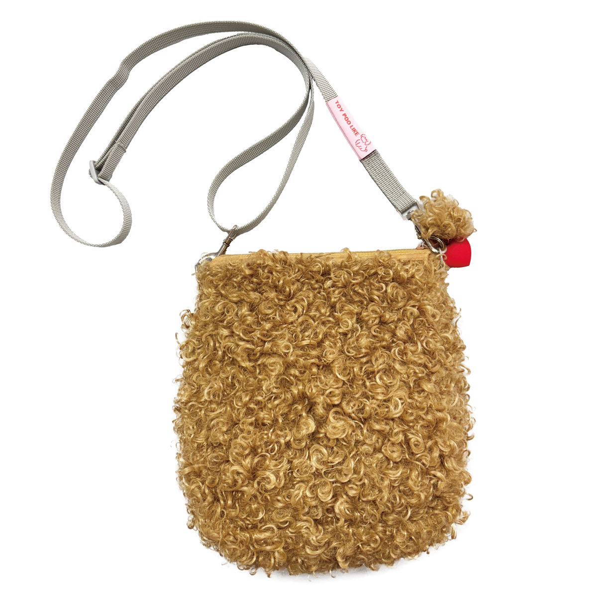 サコッシュ 2way トイプードル 肩ひも 調節可能 ( バッグ ポーチ ショルダー 犬 散歩 鞄 小物入れ 可愛い ふわふわ レディース メンズ ショルダーバッグ ショルダーポーチ サブバッグ 斜めがけ 肩掛け ポシェット ) 【ブラウン】 ブラウン