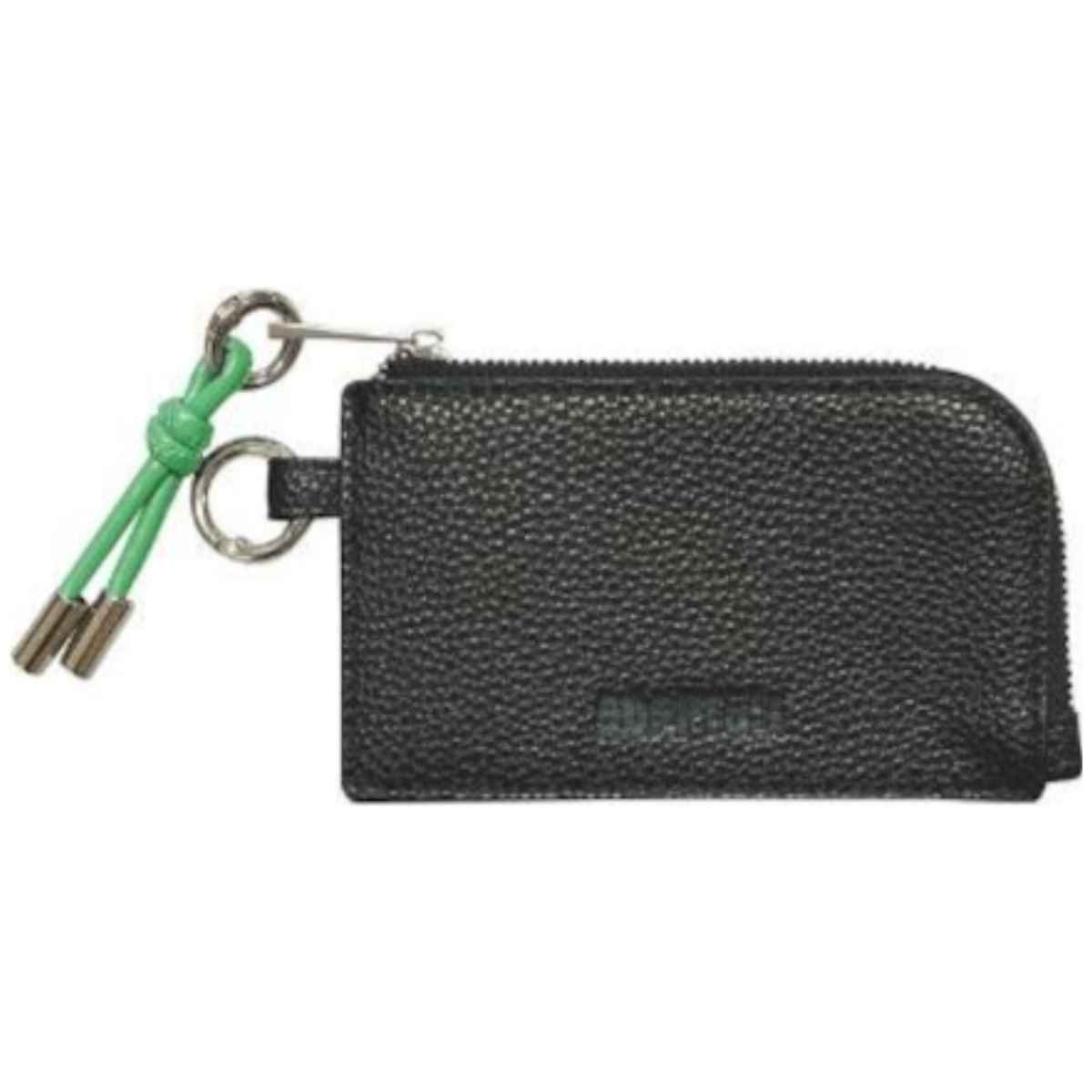 ケース フラグメントケース コイン入れ カラビナ付き ( コインケース ミニ財布 パスケース レザー調 薄い キャッシュレス カード収納 ファスナー お財布 小銭入れ カード 定期券 レディース メンズ 通勤 通学 持ち運び ) 【ブラック】 ブラック