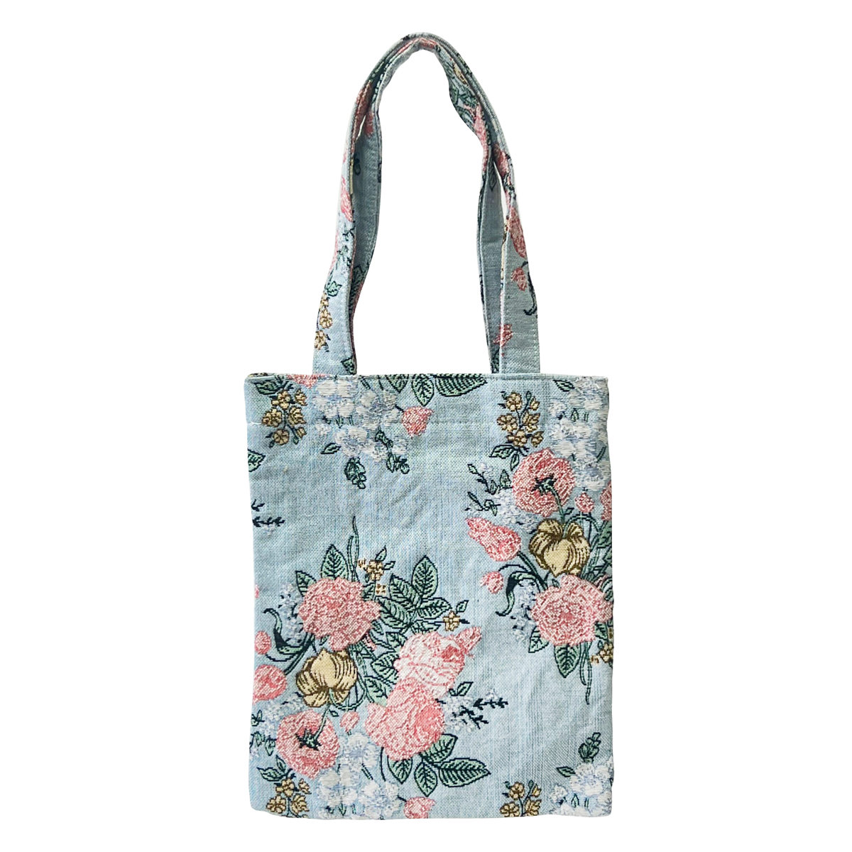 ミニ トートバック エコバック ジャガード織り 花柄 ( ミニトート 手提げバッグ かばん 鞄 手提げ サブバッグ エコバッグ レディース 大人 かわいい おしゃれ プレゼント 雑貨 通勤 通学 買い物 ) 【グリーン】 グリーン