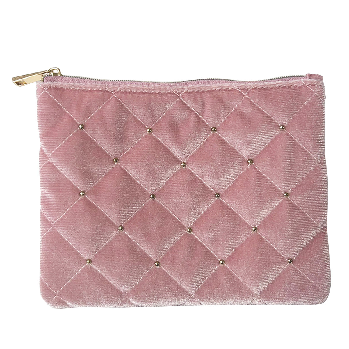 小物 収納 ベロア素材 フラットポーチ ( ポーチ 薄い スリム ミニポーチ 小物入れ コスメポーチ ベロア 小物収納 薄型 化粧ポーチ 薬入れ シンプル かわいい 雑貨 プレゼント ) 【ピンク】 ピンク