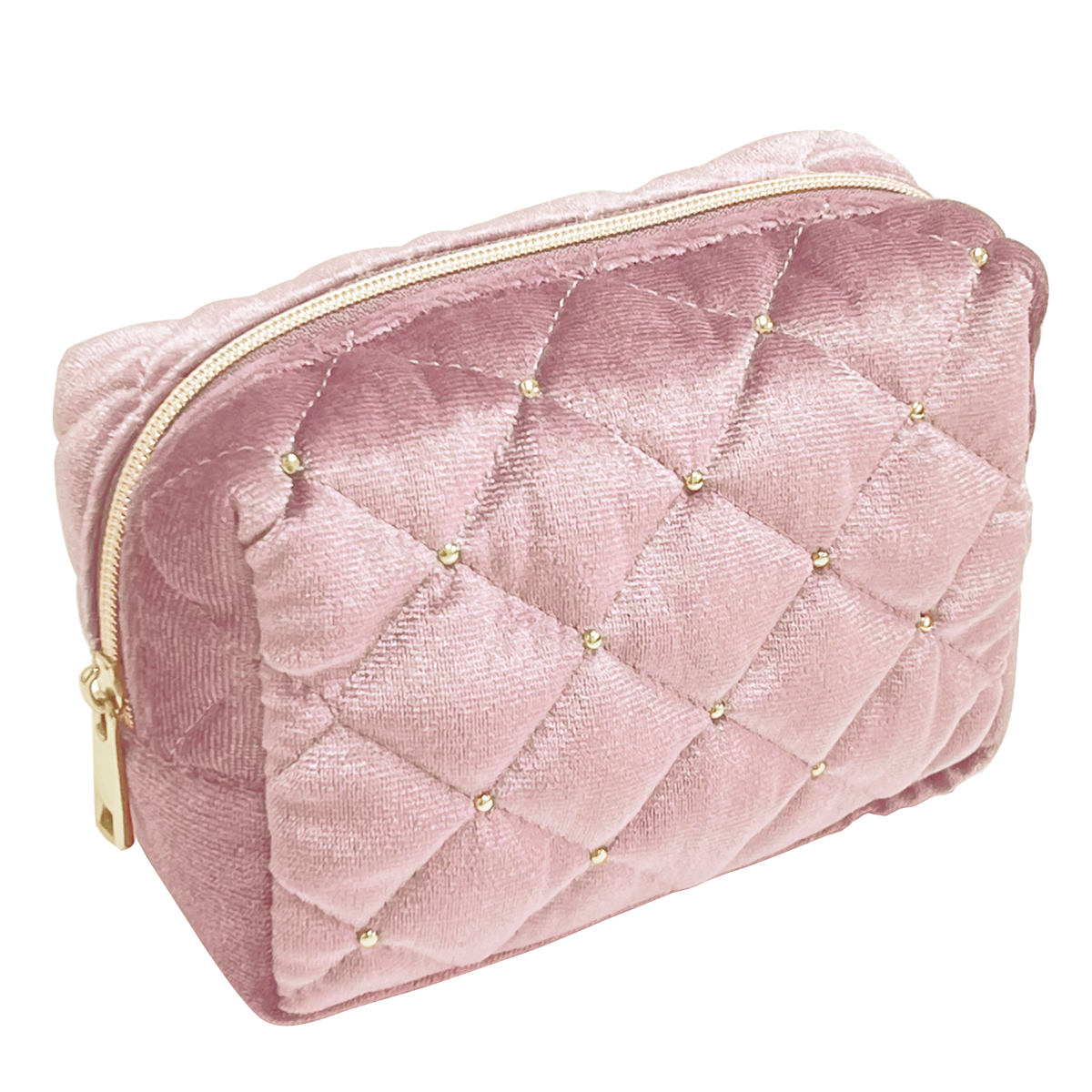 ポーチ 収納 ベロア素材 マチ付き ( コスメポーチ 大容量 化粧ポーチ 旅行 持ち運び トラベル 小物入れ 化粧品 おしゃれ 自立 大きめ シンプル ベロア かわいい 雑貨 プレゼント コスメ ガジェット 充電器 ) 【ピンク】 ピンク