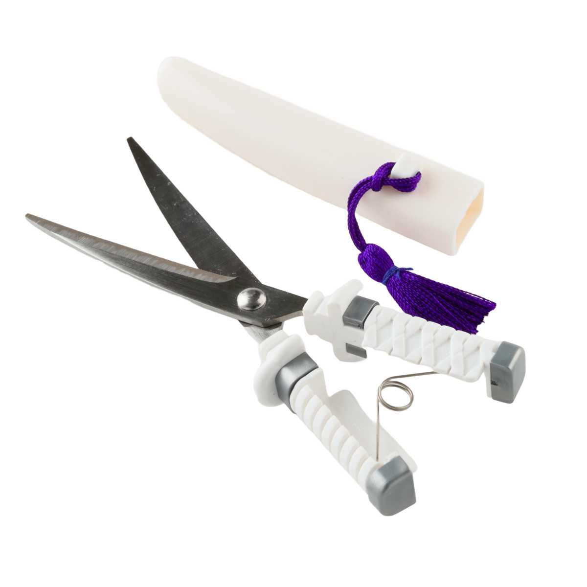 ハサミ 御守刀 はさみ 日本刀 ( 刀 文具 ミニはさみ 小さい コンパクト 携帯用 持ち運び 関の刃物 日本製 糸切りはさみ エチケット 身だしなみ 手芸 文房具 ミニチュア オブジェ 置物 ) 【白】 白