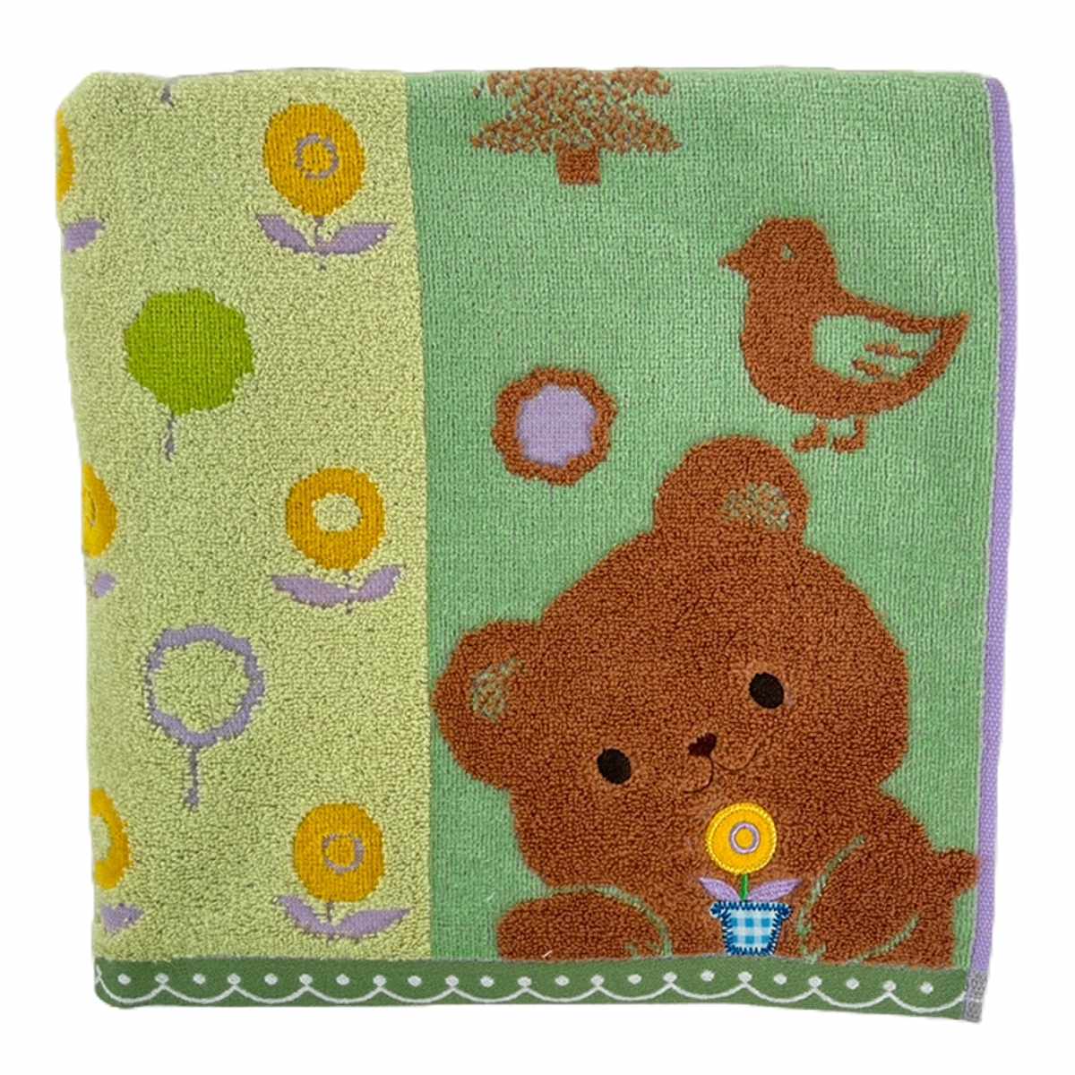 タオル フレル ホイップクリーム バスタオル 60×120cm ( 湯上りタオル たおる 綿100% 吸水 アニマル柄 ジャガード織 デイリータオル 体拭き ふんわり 60×120 カエル クマ ネコ ウサギ アルパカ イヌ ) 【クマ】 クマ