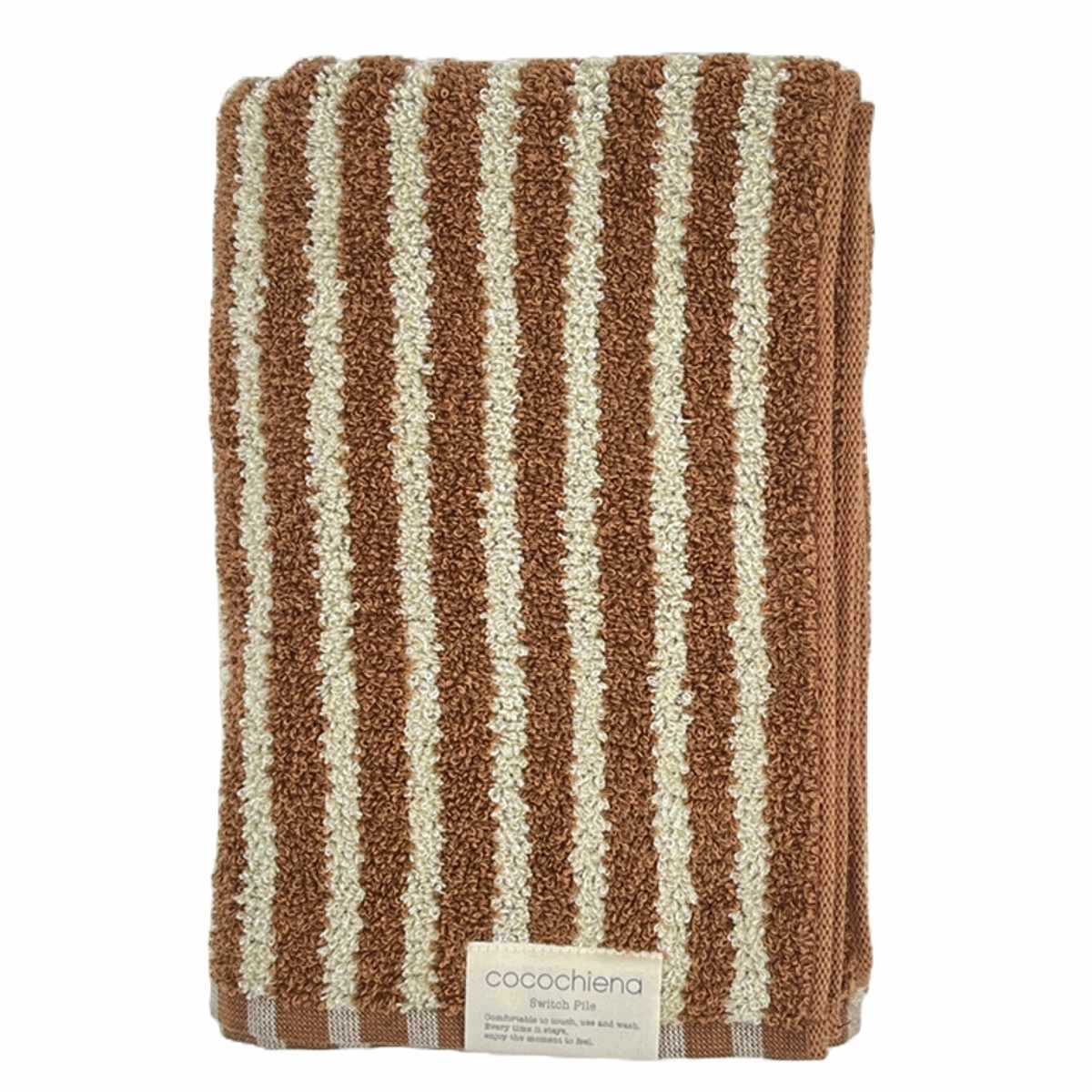 タオル ココチエナ ライン バスタオル 60×120cm ( 湯上りタオル たおる 綿100% 吸水 抗菌 防臭 cocochiena デイリータオル 体拭き ふんわり 60×120 ストライプ ブラウン ネイビー ) 【ブラウン】 ブラウン