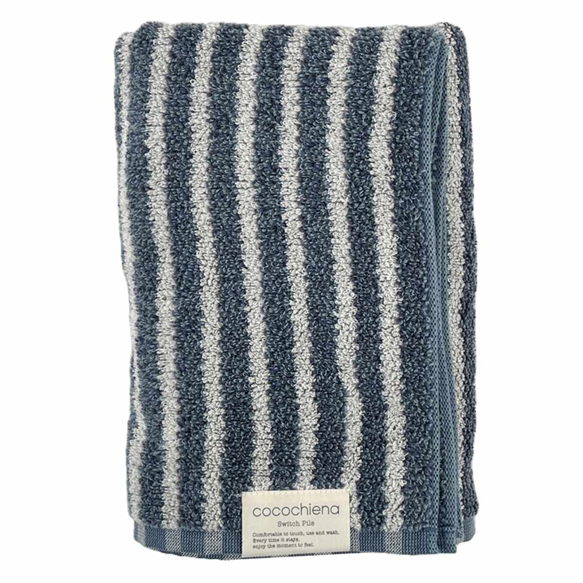タオル ココチエナ ライン バスタオル 60×120cm ( 湯上りタオル たおる 綿100% 吸水 抗菌 防臭 cocochiena デイリータオル 体拭き ふんわり 60×120 ストライプ ブラウン ネイビー ) 【ネイビー】 ネイビー