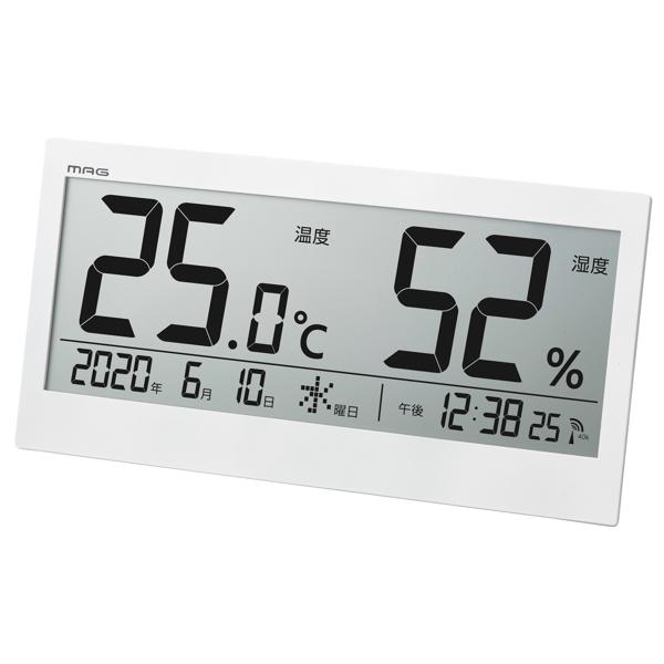 時計 デジタル 温度計 湿度計 ビッグメーター 電波時計 カレンダー （ 大きい 掛け時計 置き時計 見やすい 温湿時計 赤ちゃん 高齢者 室内環境  温度 湿度 デジタル時計 ）
