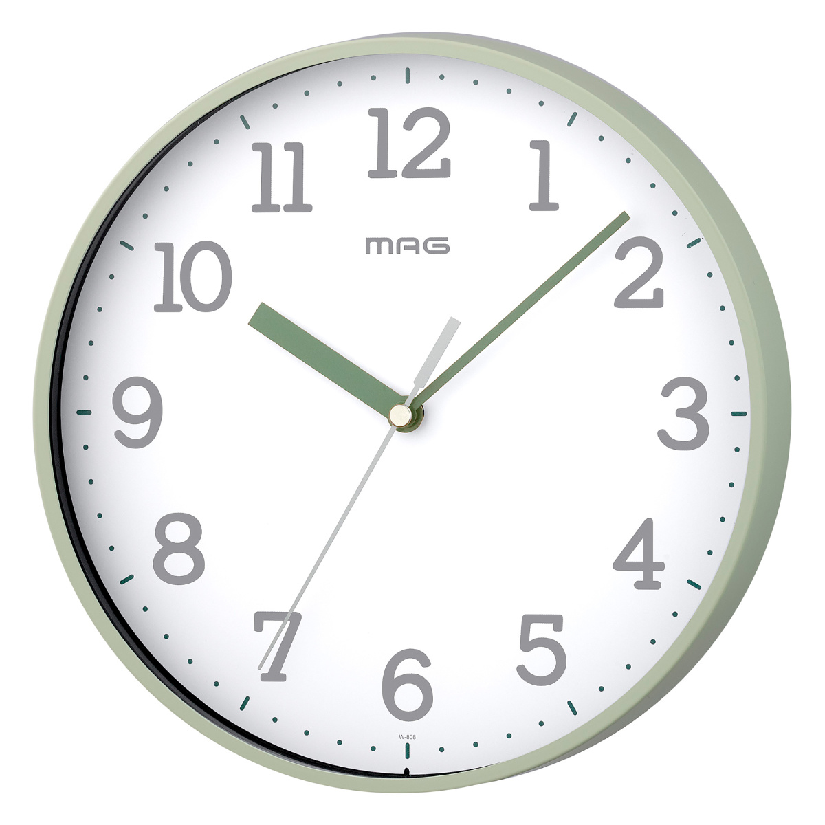 掛け時計 ガレット MAG 連続秒針 ( 時計 壁掛け アナログ シンプル 静か 幅22.5cm コンパクト インテイリア 雑貨 静音 くすみカラー 北欧 リビング 寝室 洗面 子供部屋 単三電池 おしゃれ かわいい ) 【グリーン】 グリーン